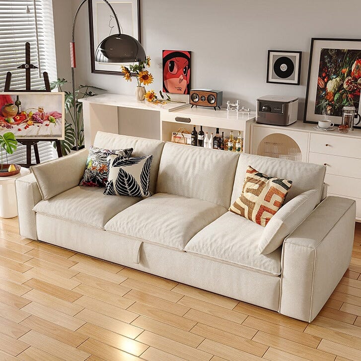 Cottonfy Creamy Tofu Block Pullout Sofa Bed with Storage Living and Home 