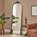 180cm H Vintage Black Carved Arched Mirror Wall Mirrors Living and Home 