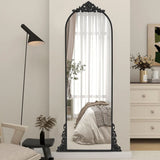 180cm H Vintage Black Carved Arched Mirror Wall Mirrors Living and Home 