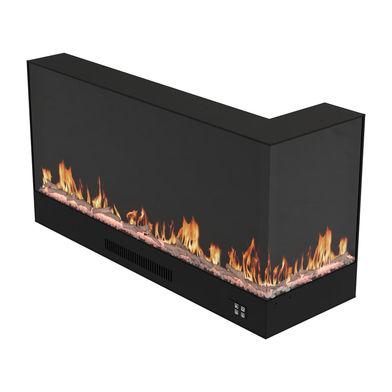 Smallbee 117cm/150cm L-Shaped Electric Fireplace – WiFi Control, LED Display, Resin Logs & Crystal Stones with Heating Smallbee UK 