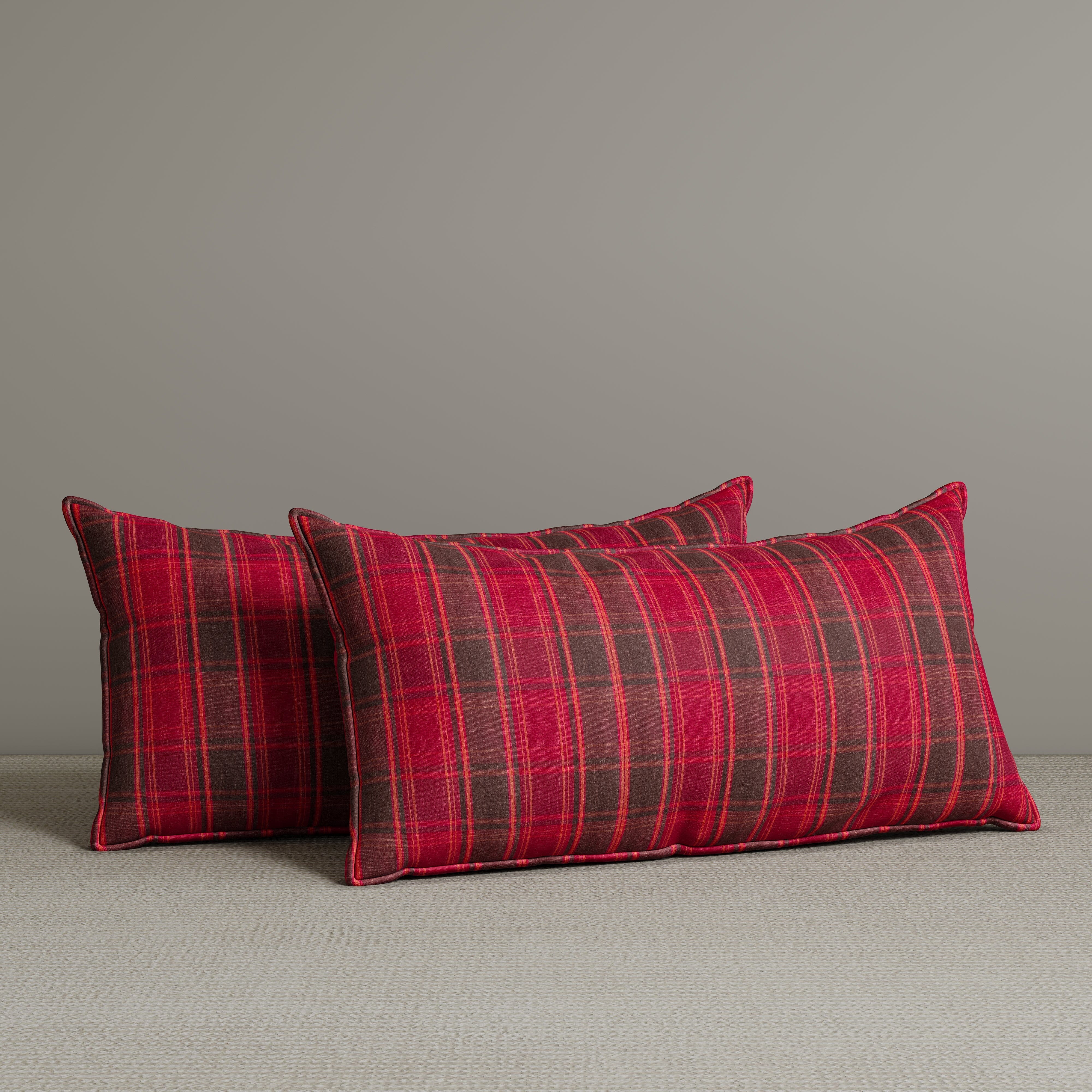 Exclusive Waist Cushion in Garnet Red Checkered Cotton Linen, 56*27*12 CM Cottonfy UK 2 PCS In Stock 