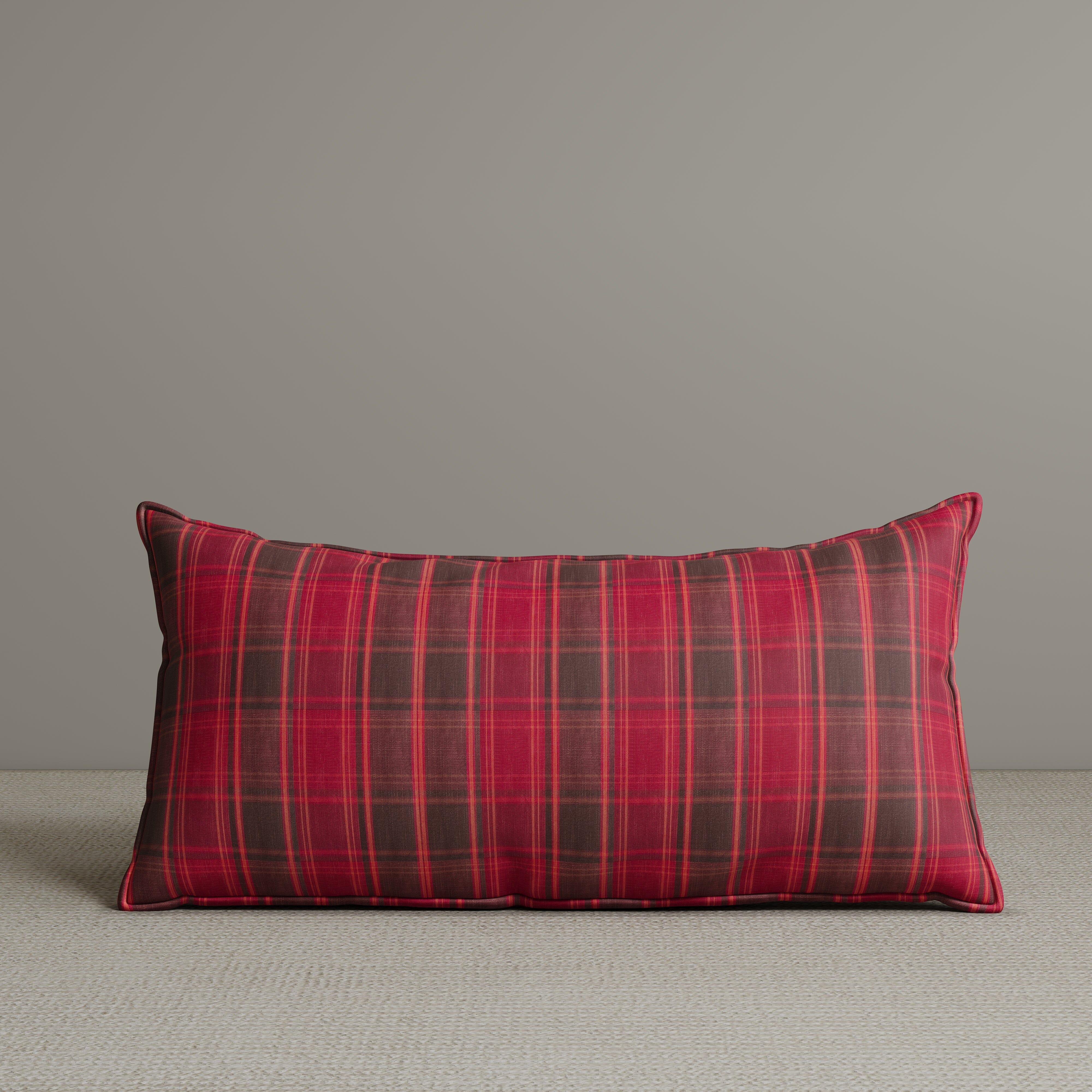 Exclusive Waist Cushion in Garnet Red Checkered Cotton Linen, 56*27*12 CM Cottonfy UK 1 PC In Stock 