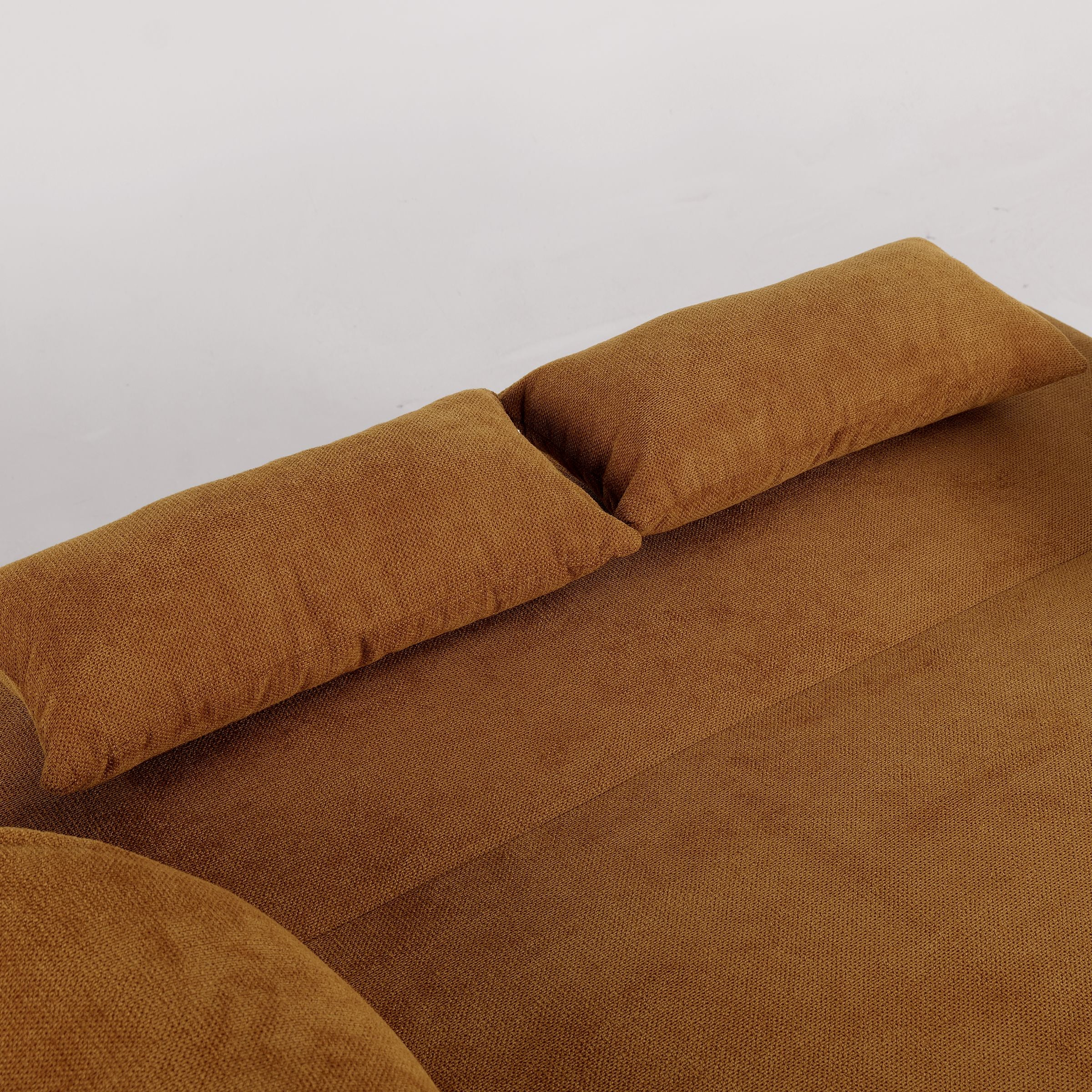 Ginger Yellow Fabric Sofa Bed with Adjustable Backrest and Easy Pull-Out Mechanism Living and Home 