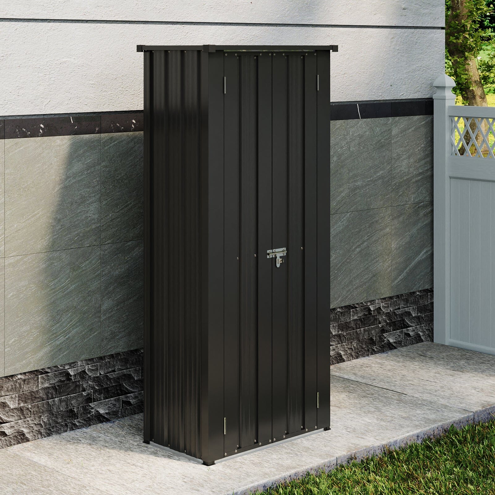 1.5*2.5ft Flat Roof Charcoal Black Tool Cabinet Living and Home 