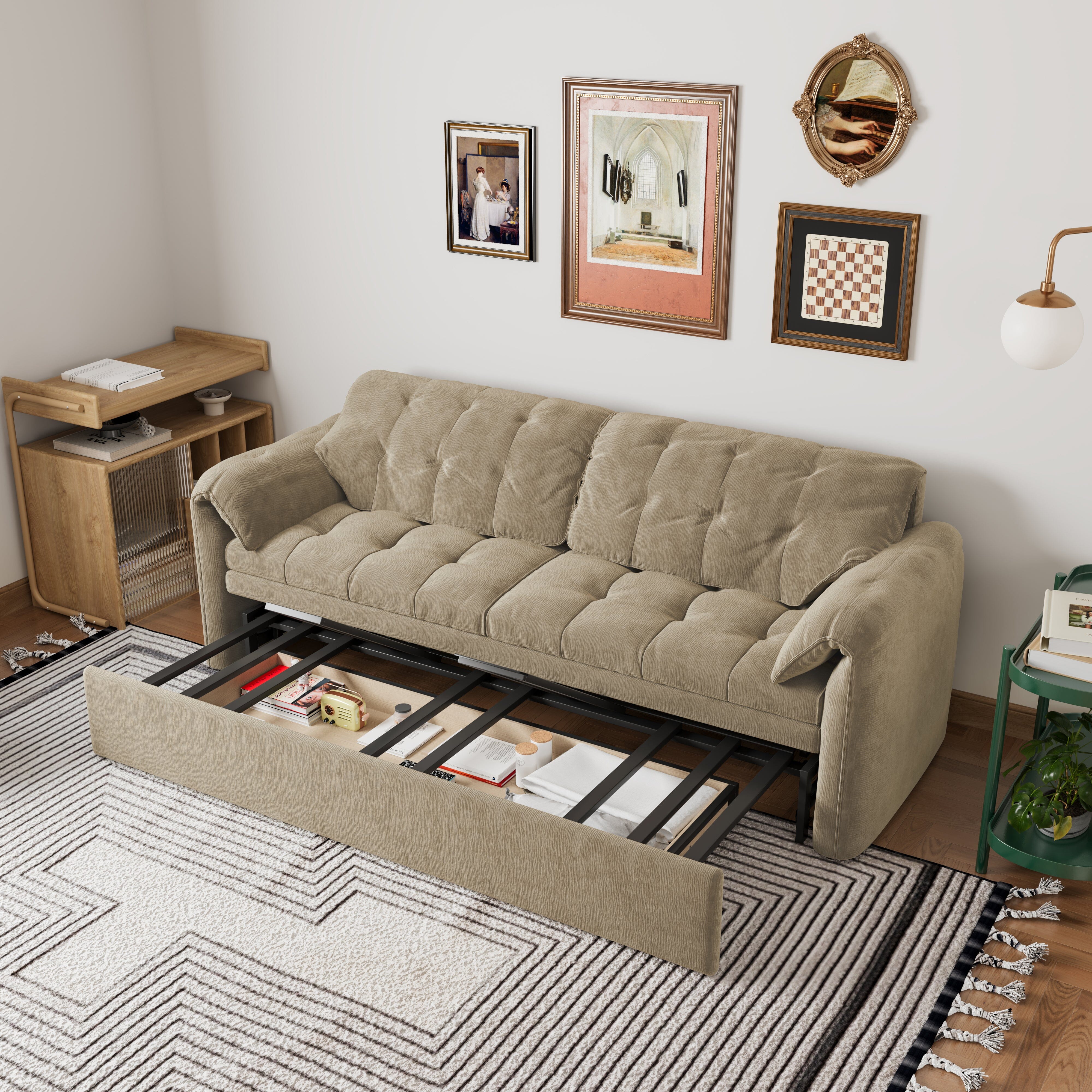 Cottonfy Upgraded Cloud Chenille Skin Friendly Sofa Bed with Storage Living and Home 