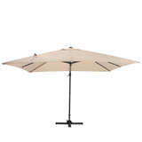 300cm Wide Garden Parasol Outdoor Hanging UV Resistant and Waterproof Umbrella for Patio Parasols Living and Home Parasol + Cross Base Khaki 
