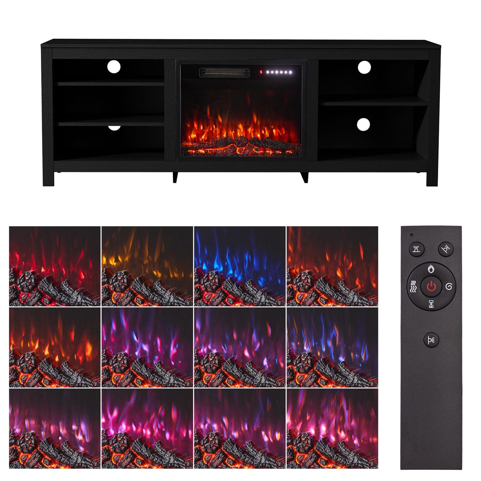 23Inch Electric Fireplace with TV Stand | 12 Flame Colours, Remote Control Living and Home 