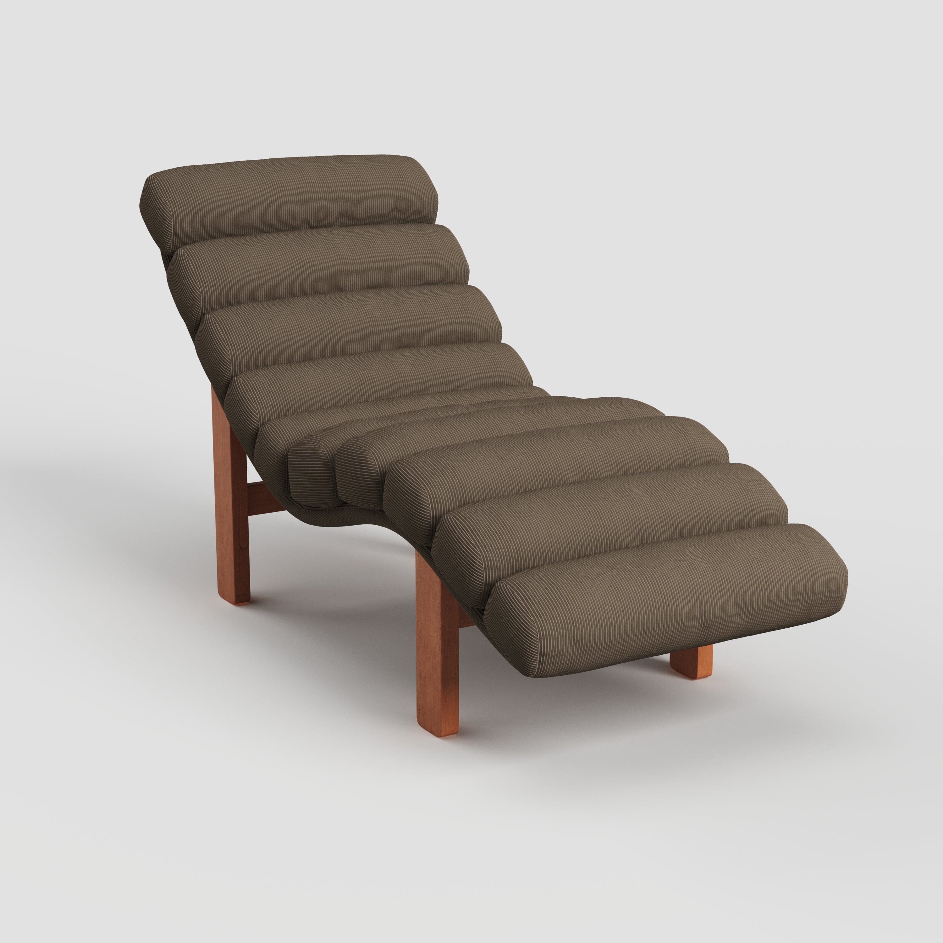 Cottonfy Modern Ergonomic Corduroy Chaise Lounge with Natural Wooden Frame Living and Home 