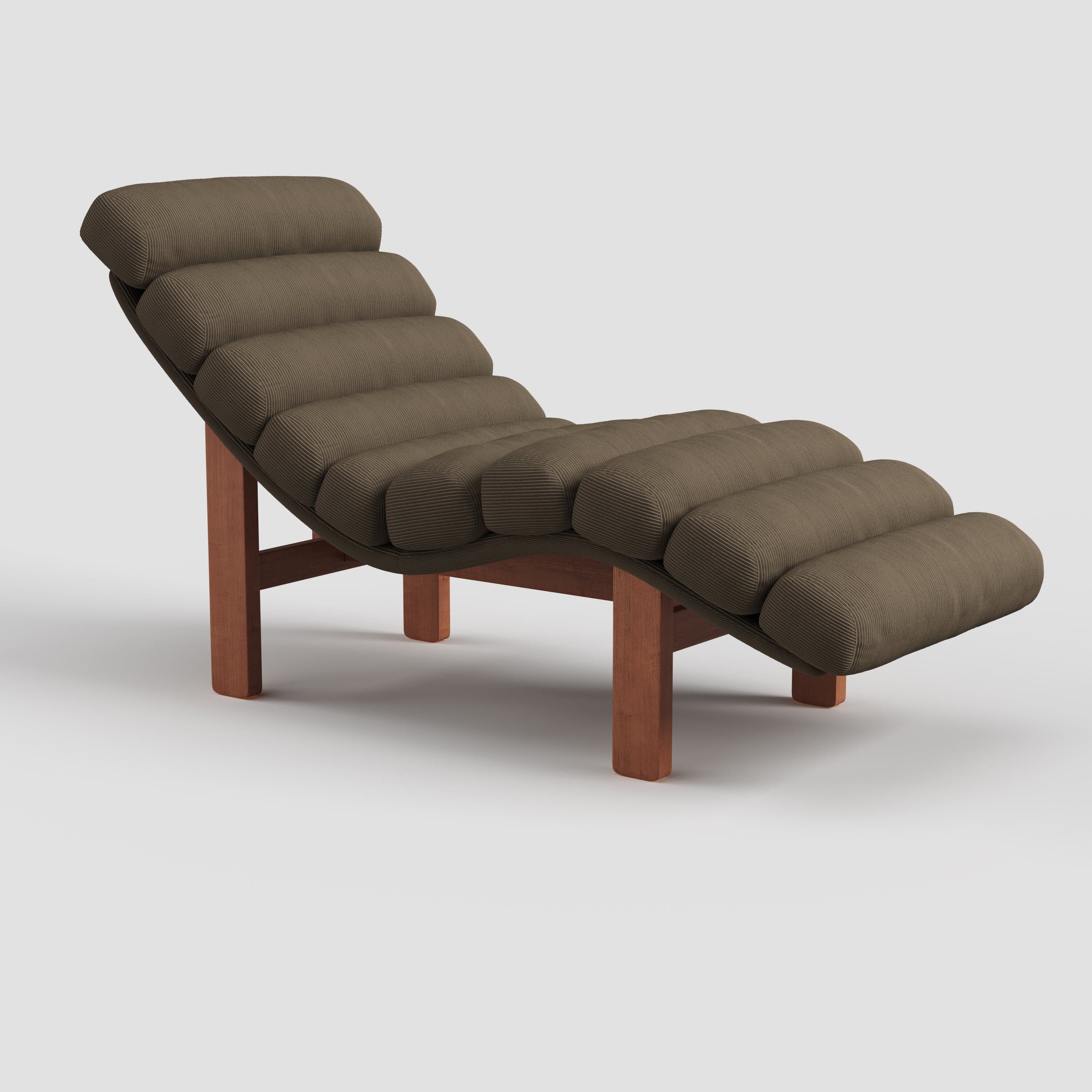 ‍Cottonfy Modern Ergonomic Corduroy Chaise Lounge with Natural Wooden Frame (100% off) Cottonfy UK Taupe 