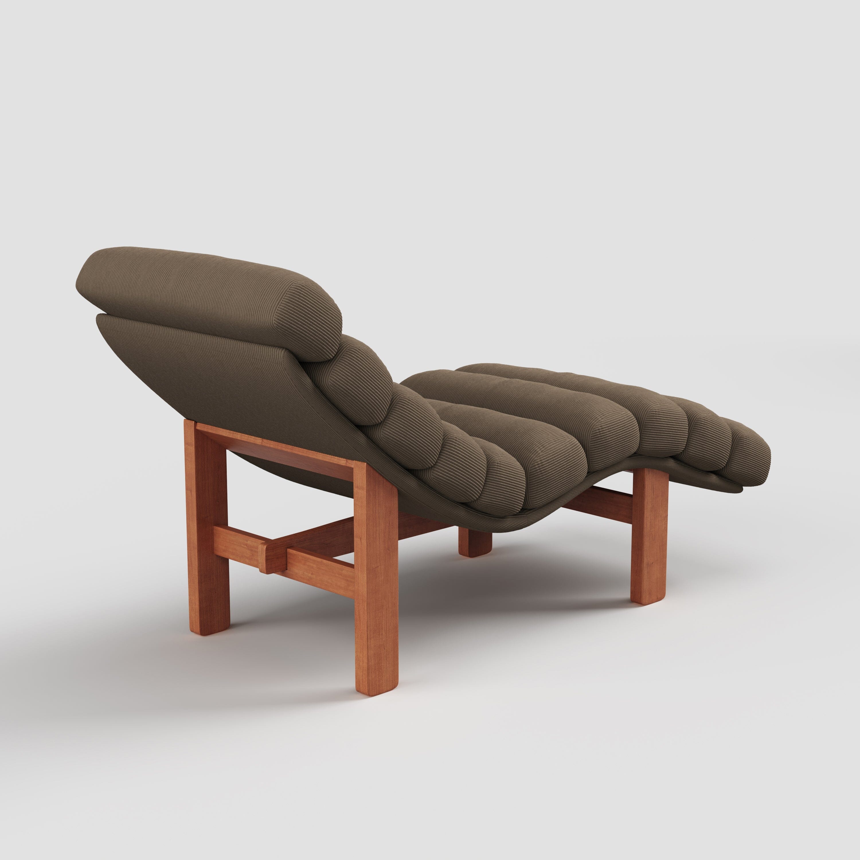 Cottonfy Modern Ergonomic Corduroy Chaise Lounge with Natural Wooden Frame Living and Home 