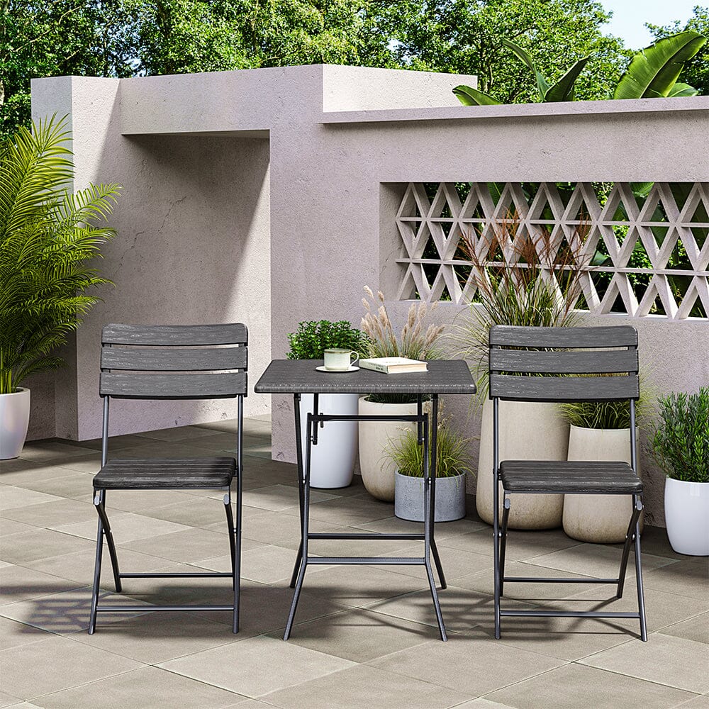 3Piece Plastic Outdoor Folding Table and Chairs Set Living and Home