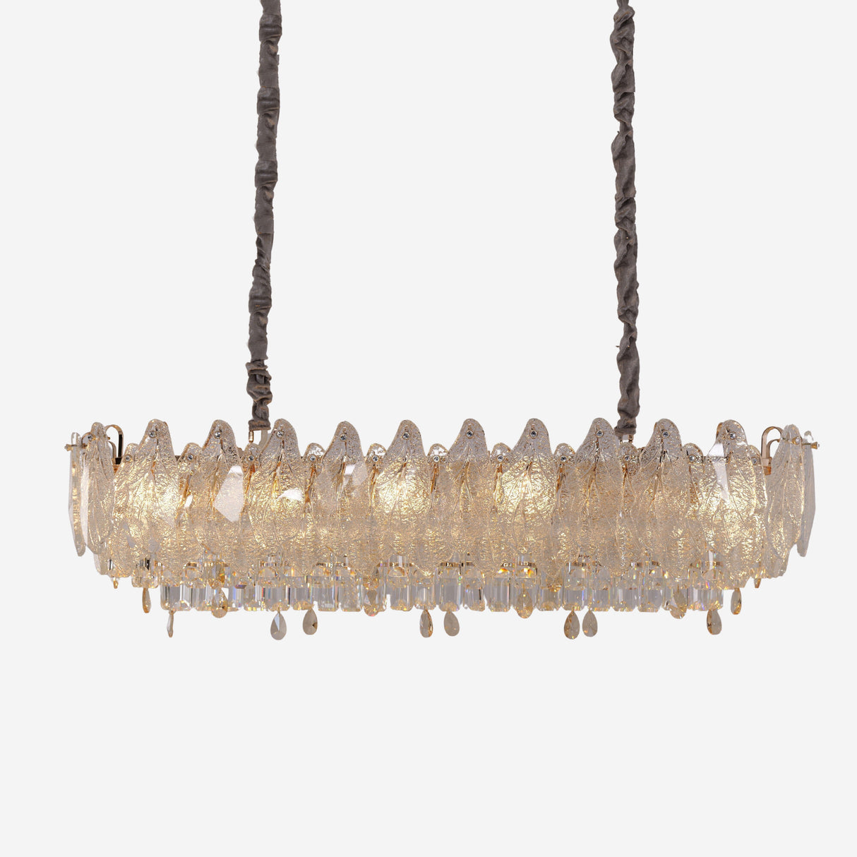 Lightsin Champagne Gold Crystal Leaf Chandelier Lightsin UK 