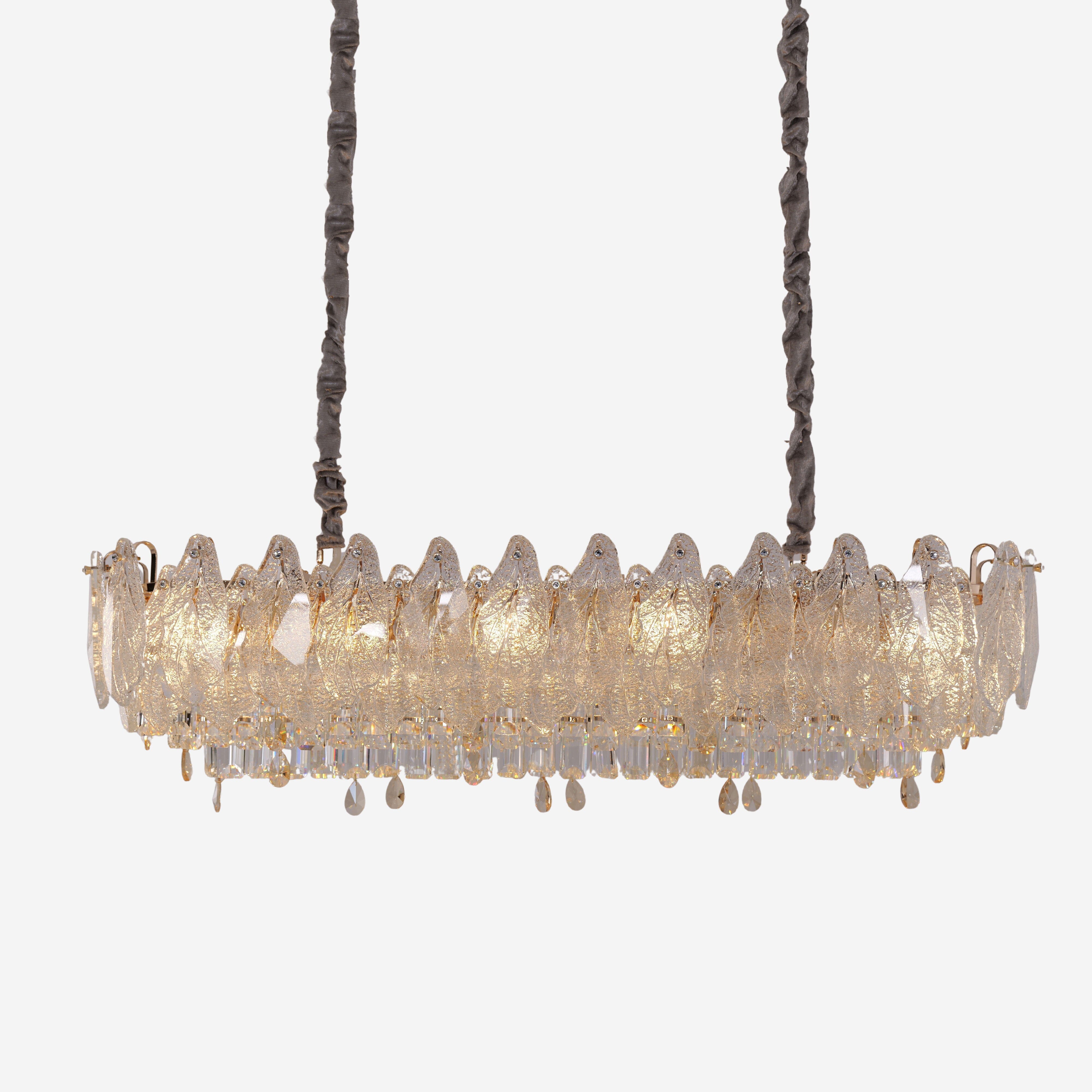 Lightsin Champagne Gold Crystal Leaf Chandelier Lightsin UK 