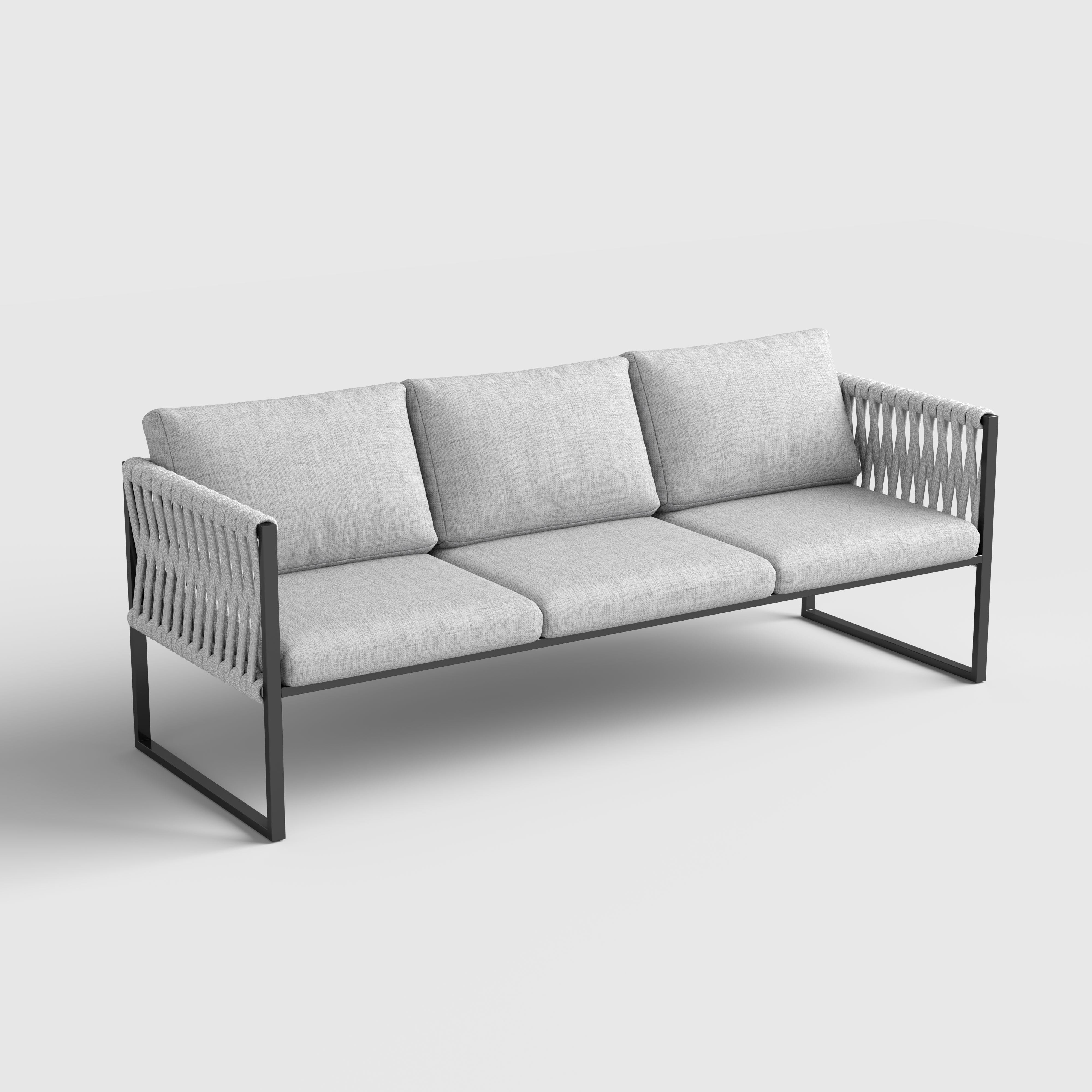 4 Piece Outdoor Garden Sofa Set with Rope Detailing and Sturdy Metal Frame Living and Home 