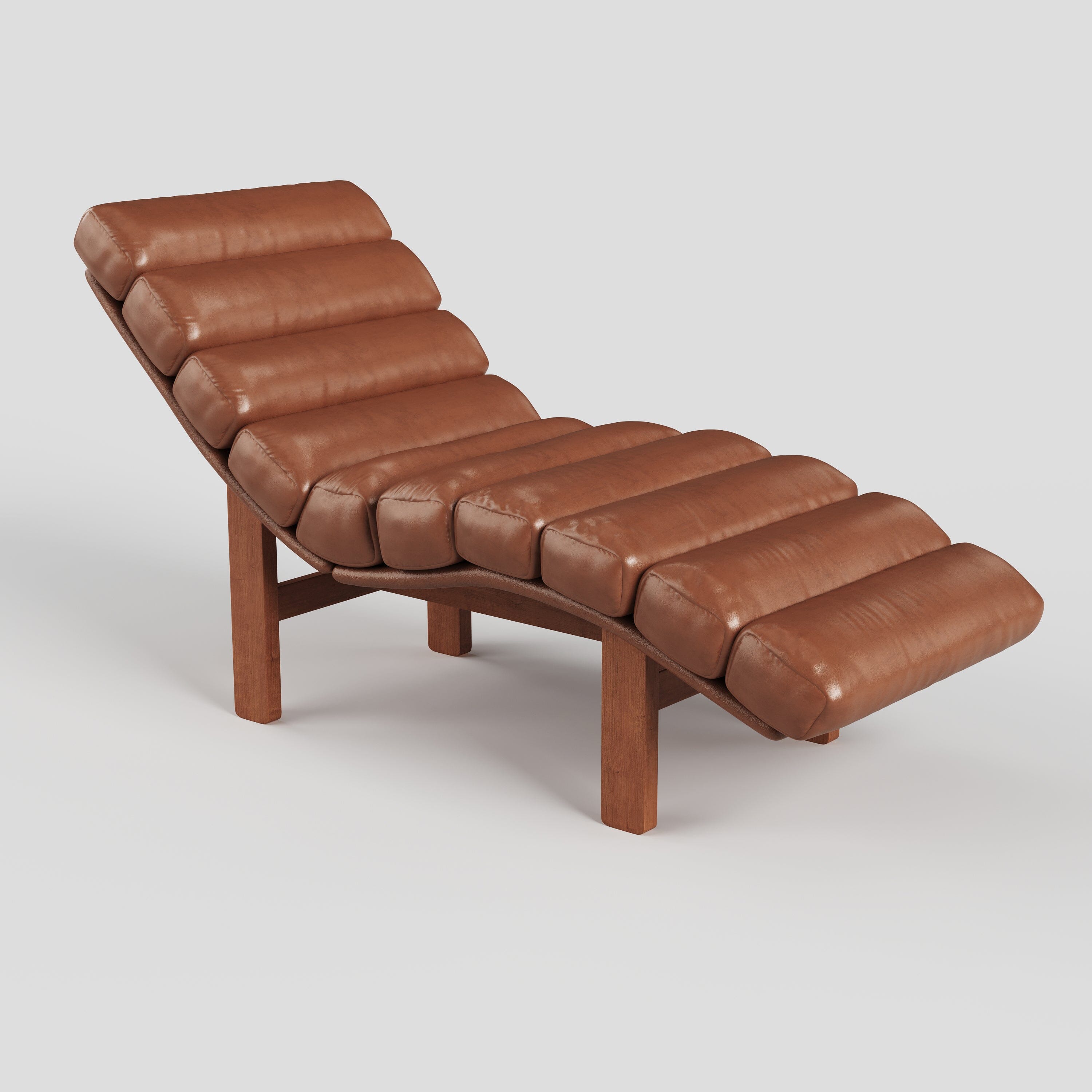 Cottonfy Modern Ergonomic Corduroy Chaise Lounge with Natural Wooden Frame Living and Home Brown(Leather) 