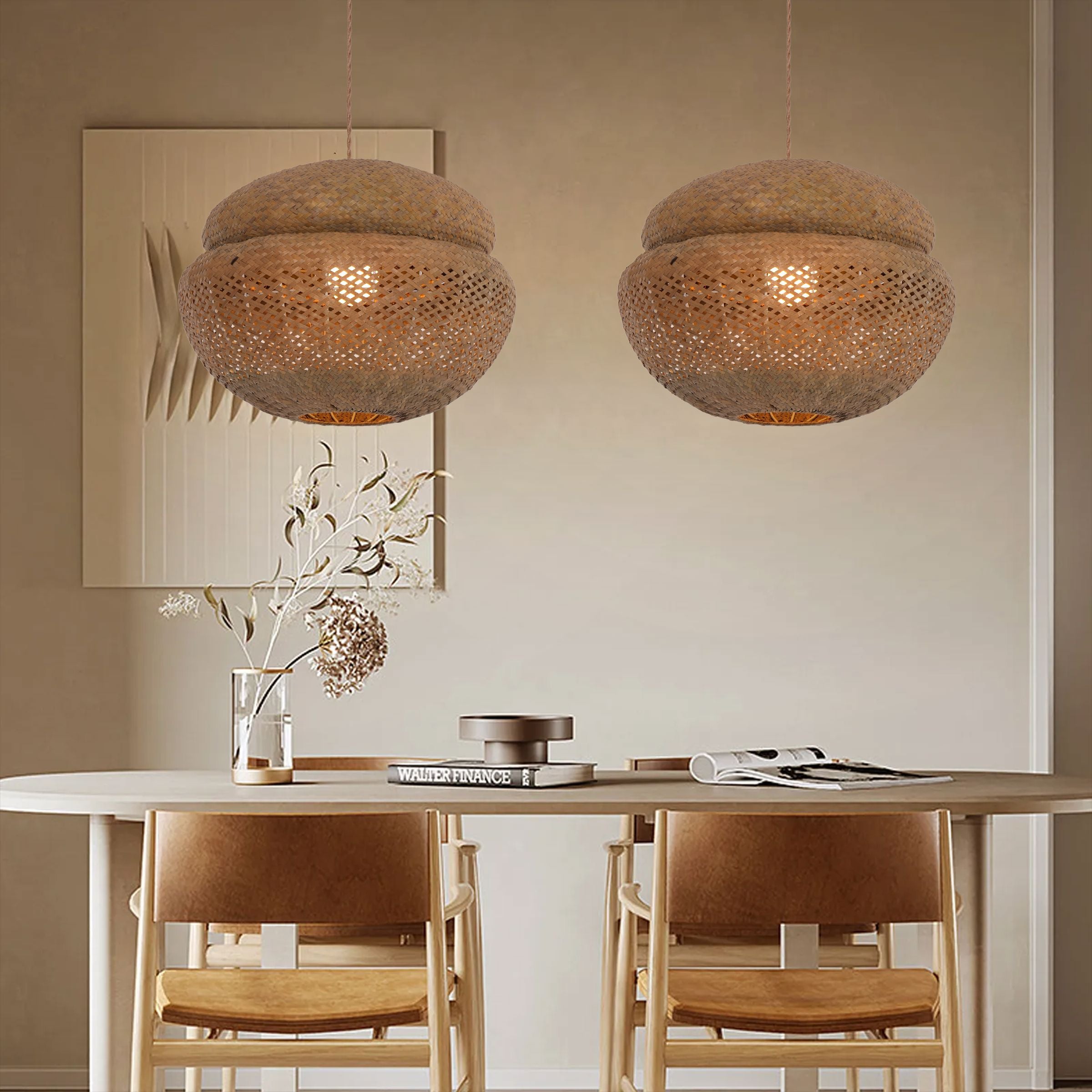 Lightsin Handwoven Natural Bulrush Pendant Light with Pot Lid-Inspired Design Lightsin UK 50cm Dia In Stock 