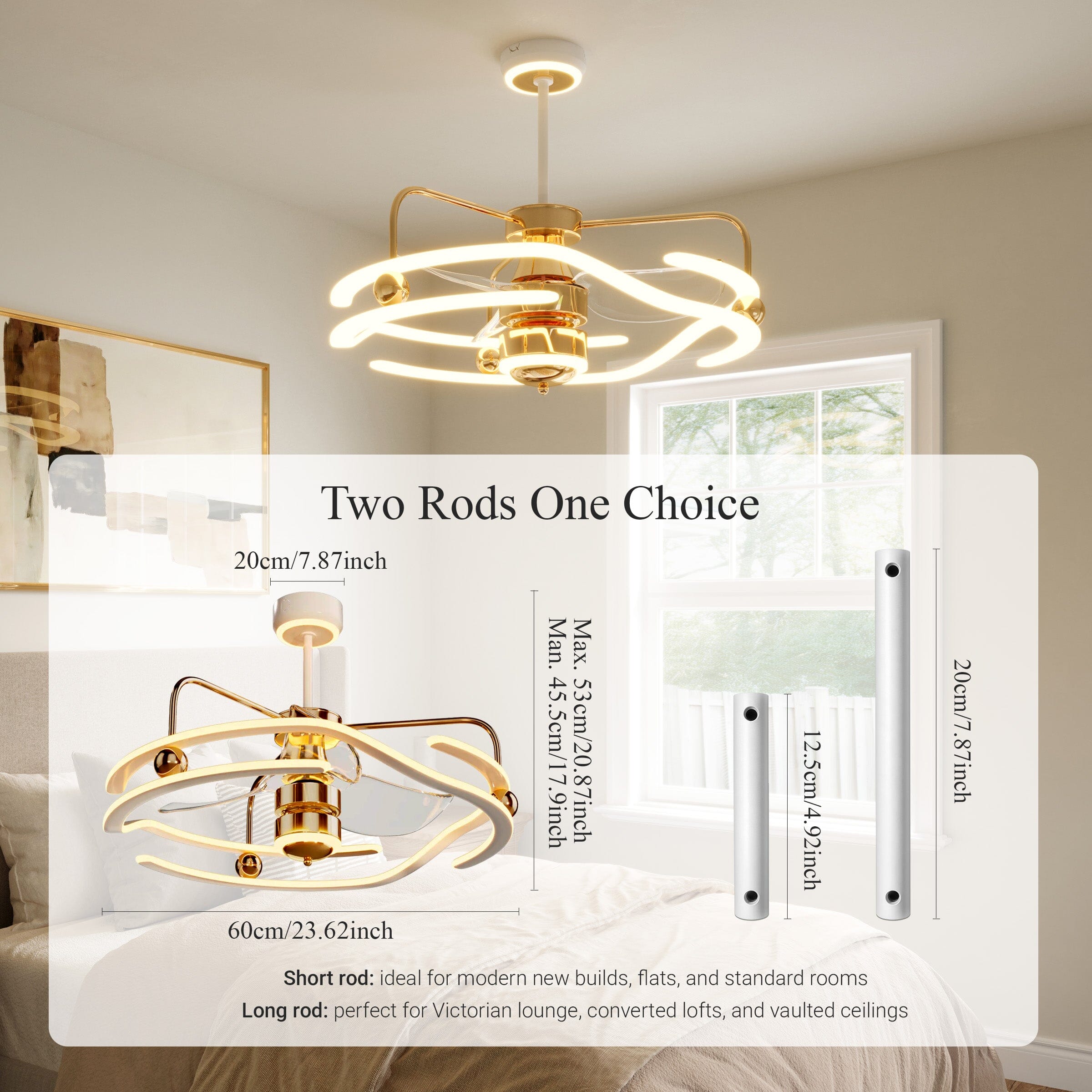 Lightsin Modern Ceiling Fan Light with Remote Control Low-Noise Adjustable Fan Light Lightsin UK 
