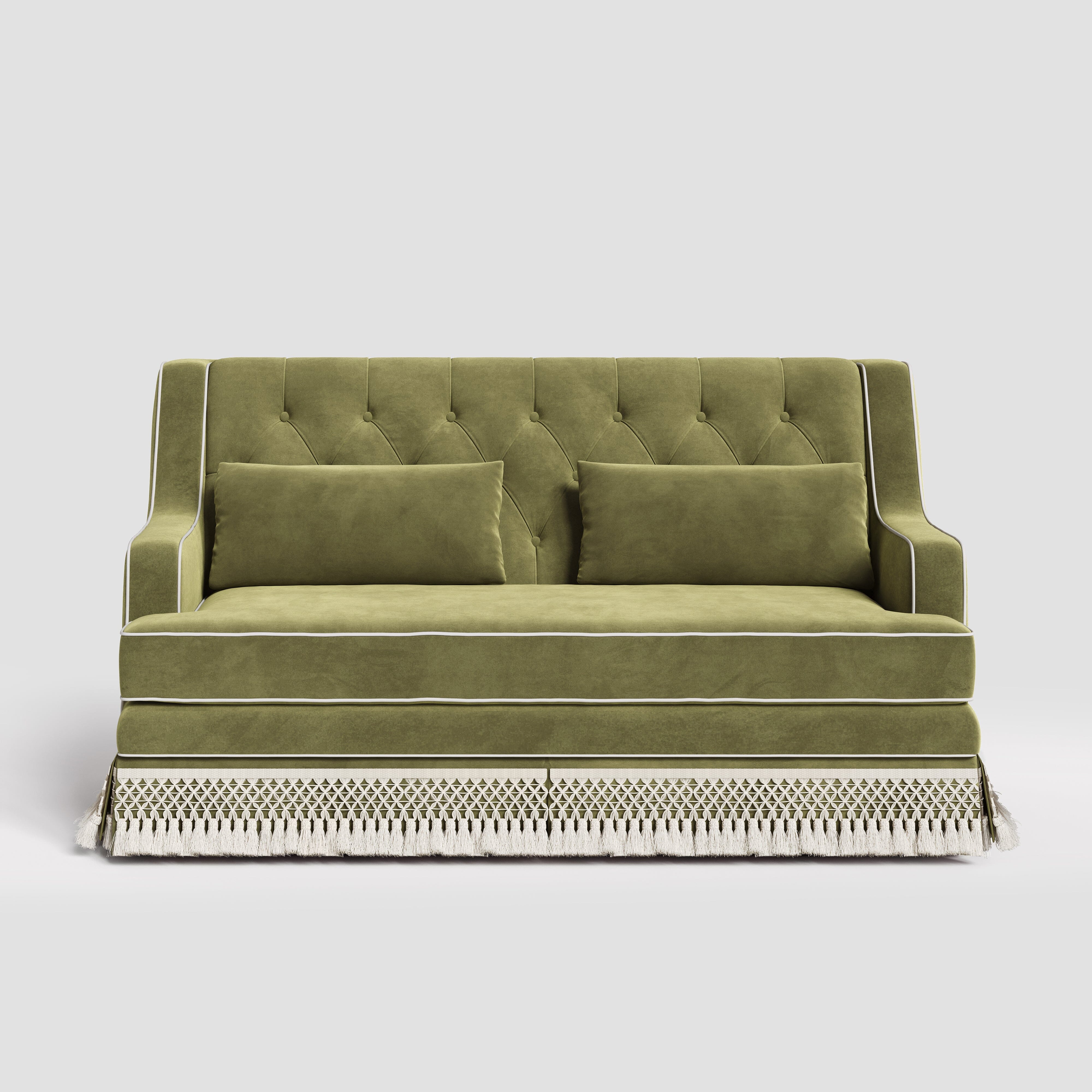 Cottonfy country fringe skirt sofa in cottagecore living room UK