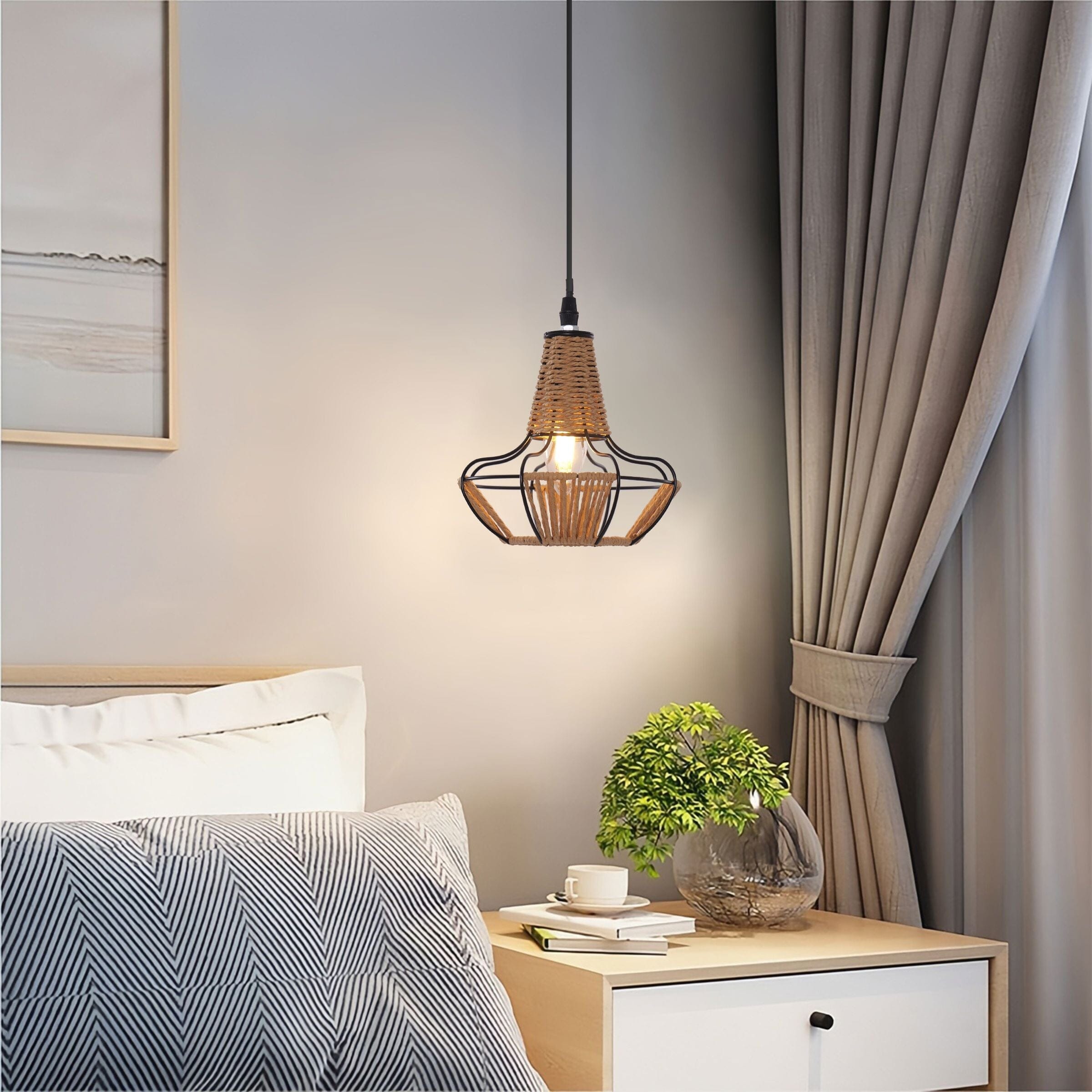 ‍Lightsin Woven Rattan Cage Pendant Light for Natural Charm and Effortless Elegance (100% off) Living and Home 1 Unit 