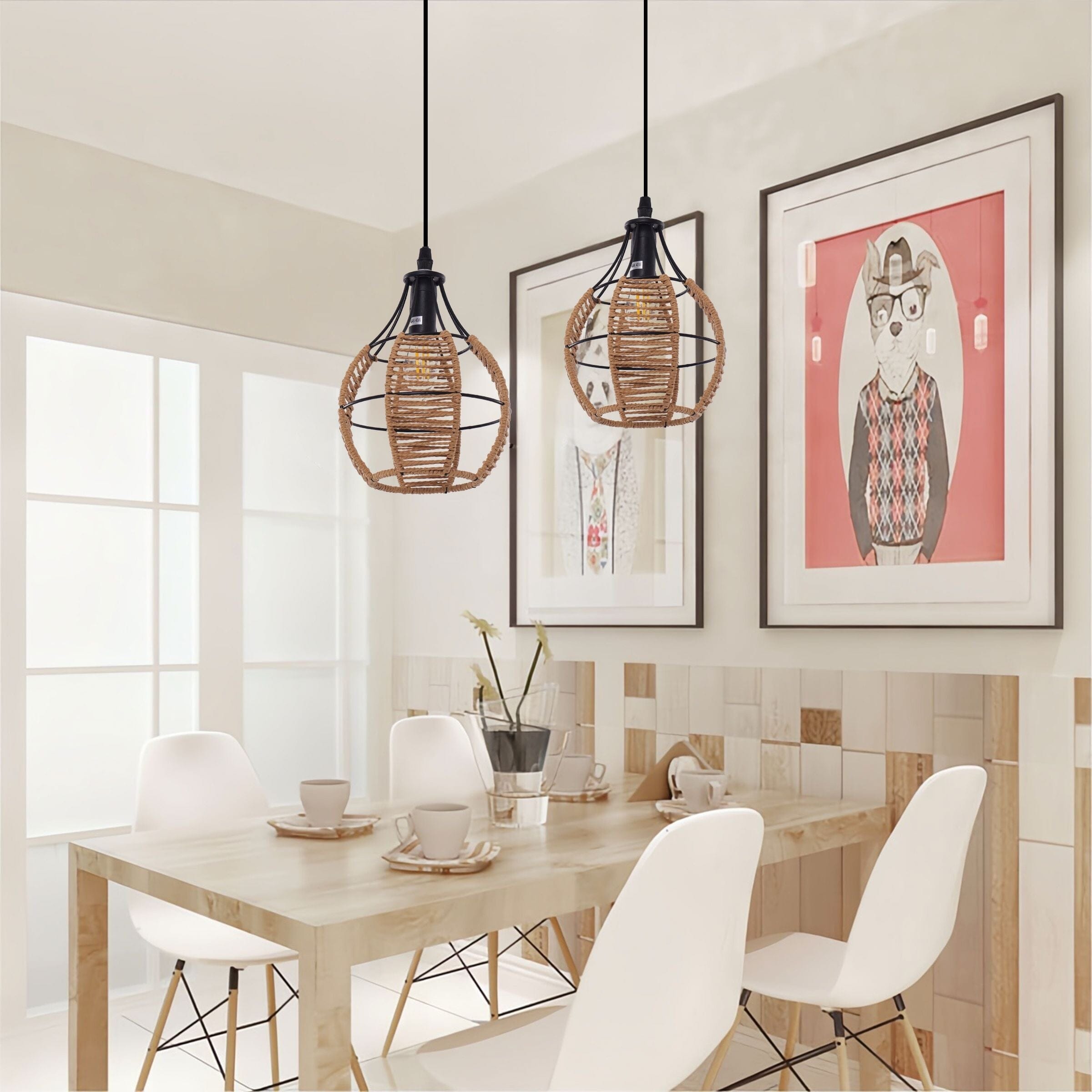 ‍Lightsin Woven Paper Rope Pendant Light for Cozy Elegance and Timeless Charm (80% off) Lightsin UK 2 Units 