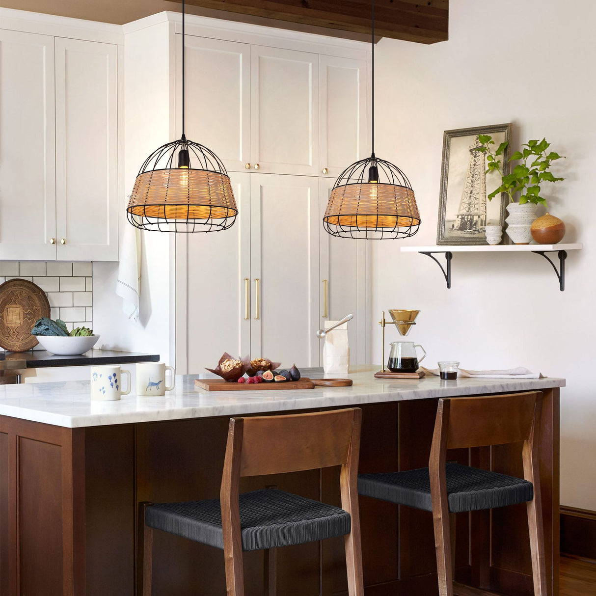 Lightsin Handcrafted Rattan Pendant Light with Iron Frame for Home Décor Lightsin UK 
