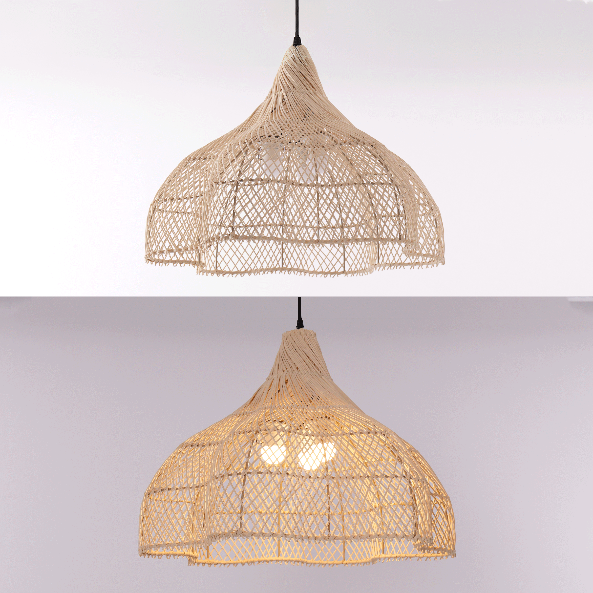 Lightsin Handcrafted Bamboo Rattan Pendant Light with Tranquil Umbrella Design Lightsin UK 