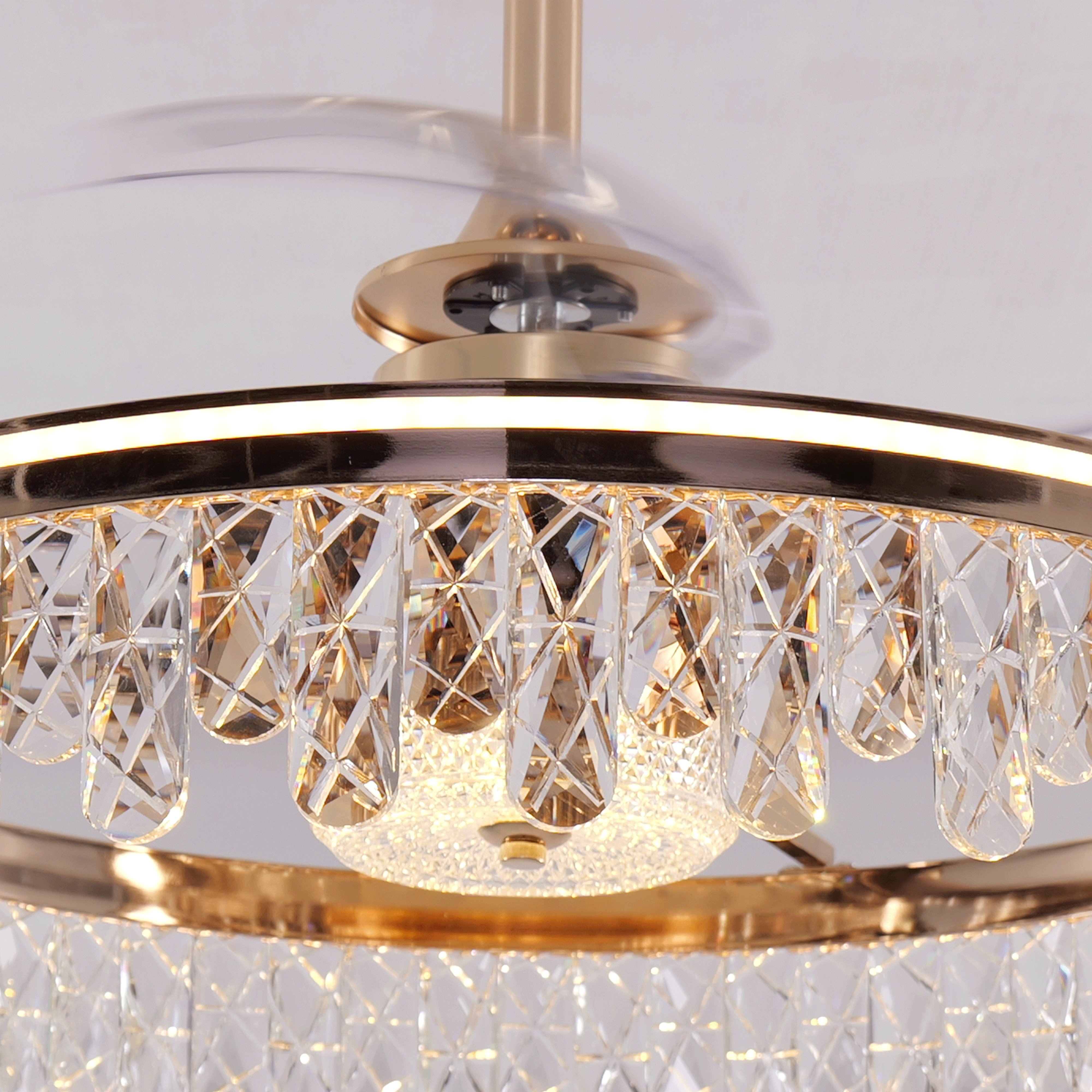 Lightsin 60cm Modern Gold Crystal Ceiling Fan with Light Lightsin UK 