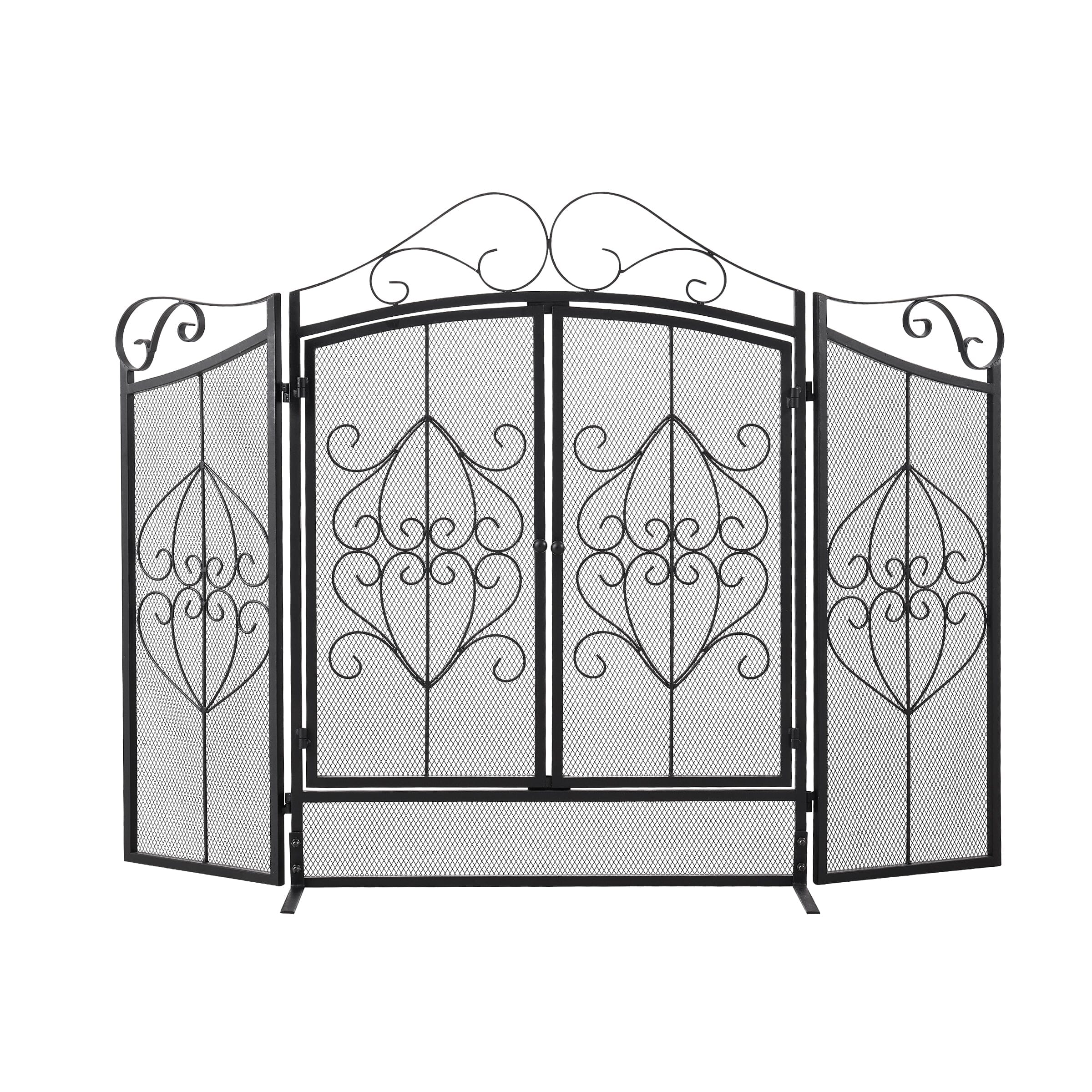 Smallbee Black Powder-Coated Iron Fireplace Screen – 114.7x84x16.5cm Smallbee UK 