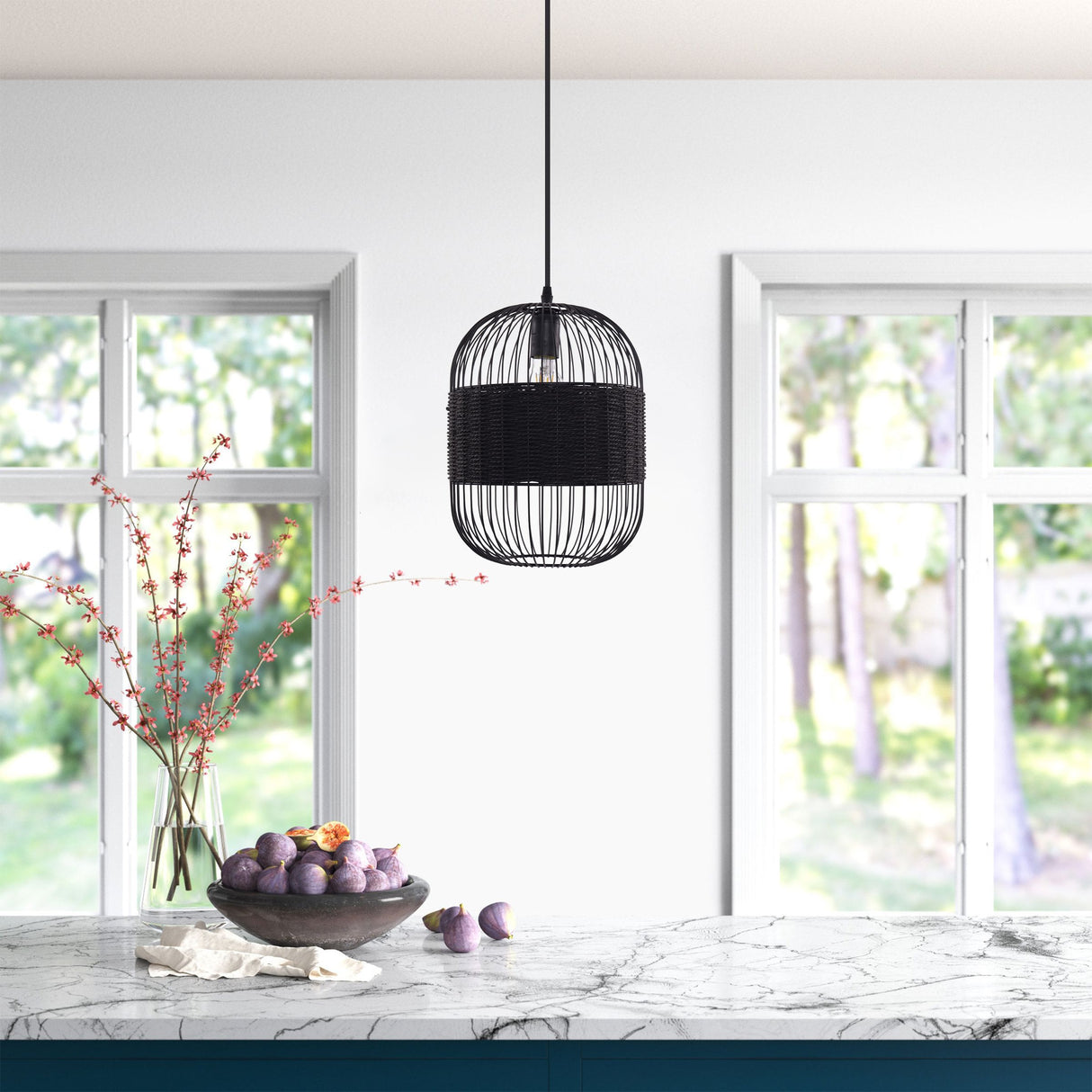 Lightsin Black Handcrafted Pendant Light Industrial Rattan Design for Home Décor Lightsin UK 