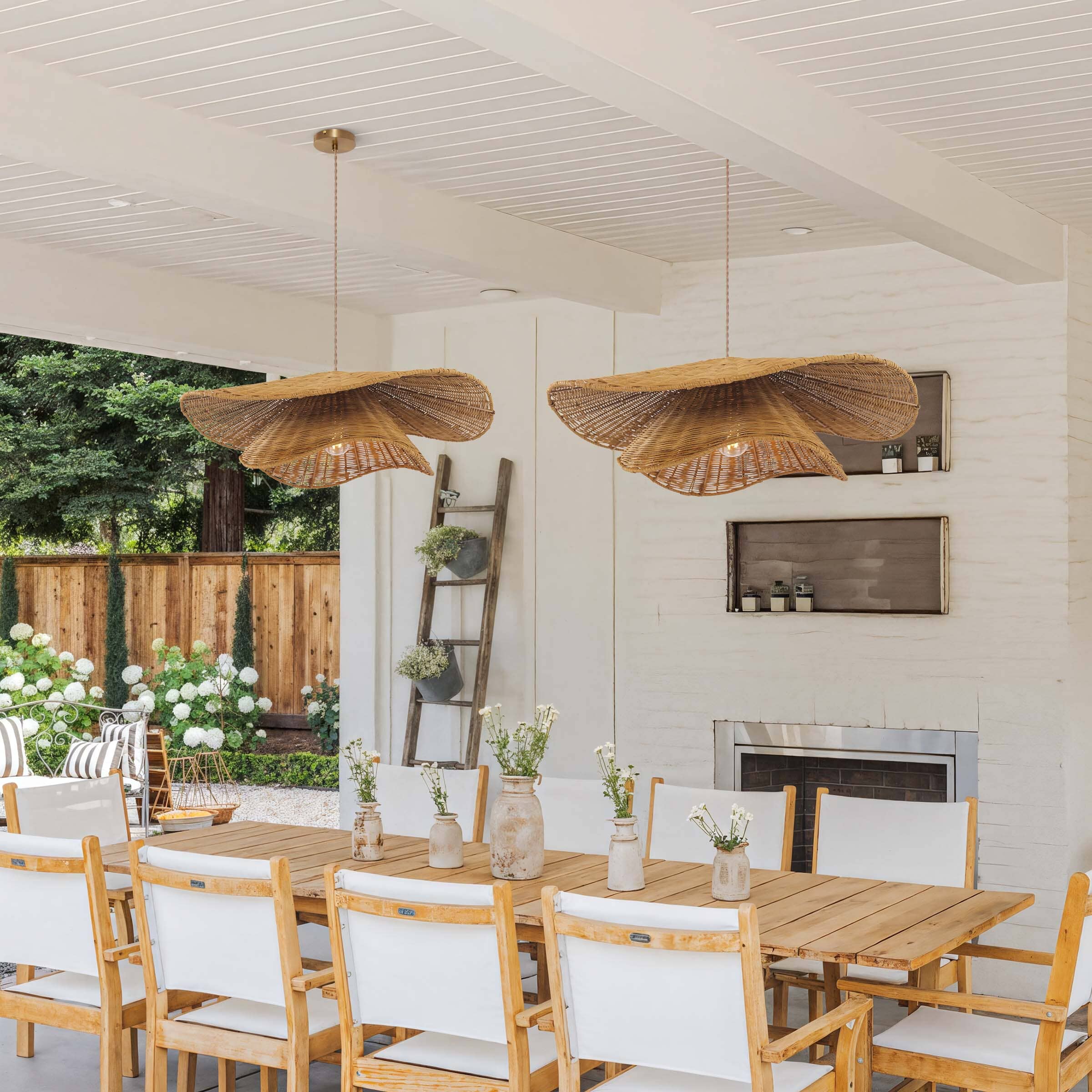 Lightsin Woven Rattan and Iron Pendant Light – Organic Ceiling Pendant Light for Dining Room, Living Room, and Modern Rustic Interiors Lightsin UK 50cm Dia 2 Units 