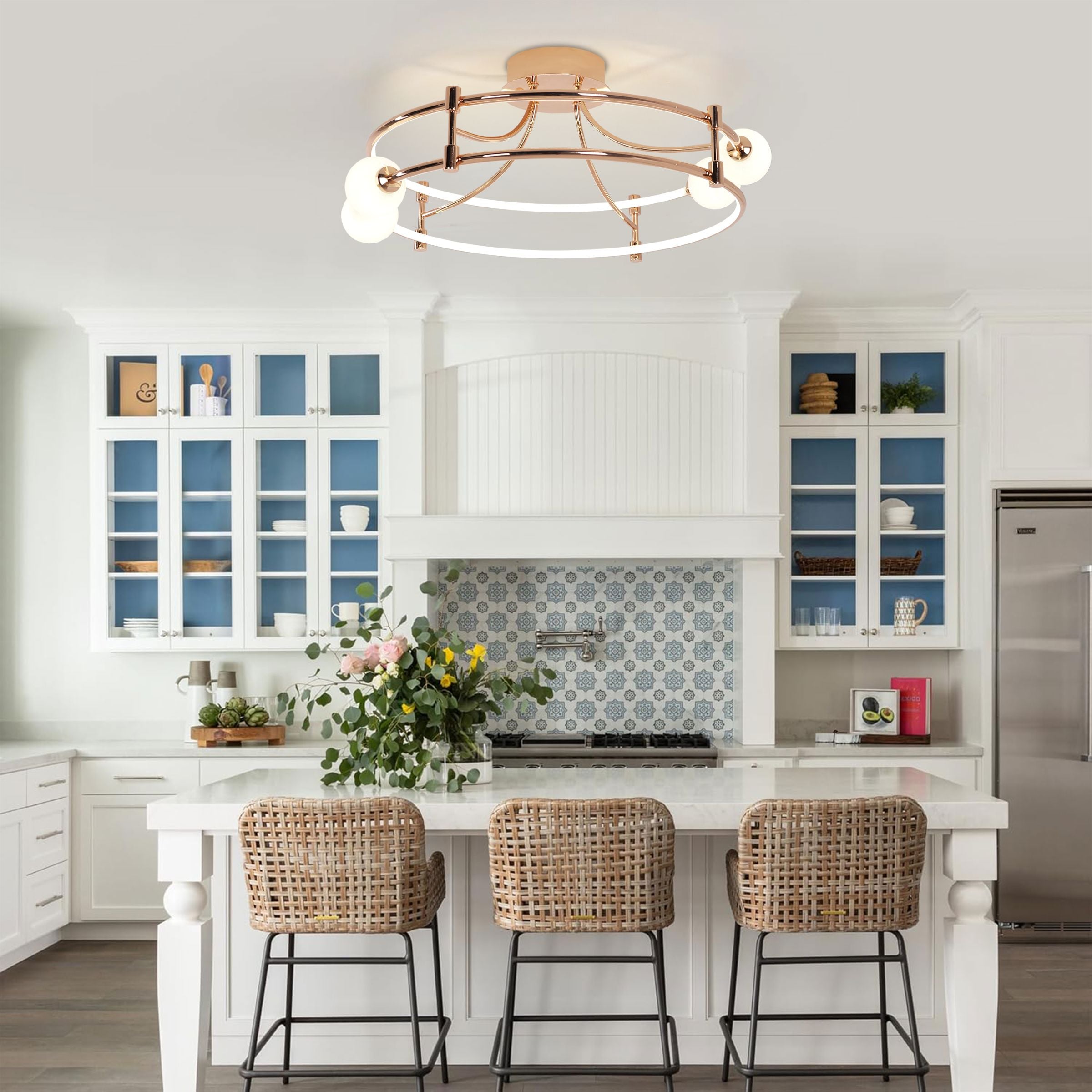 Lightsin Modern Gold LED Ceiling Light with Glass Globes and Colour Changing Lightsin UK 