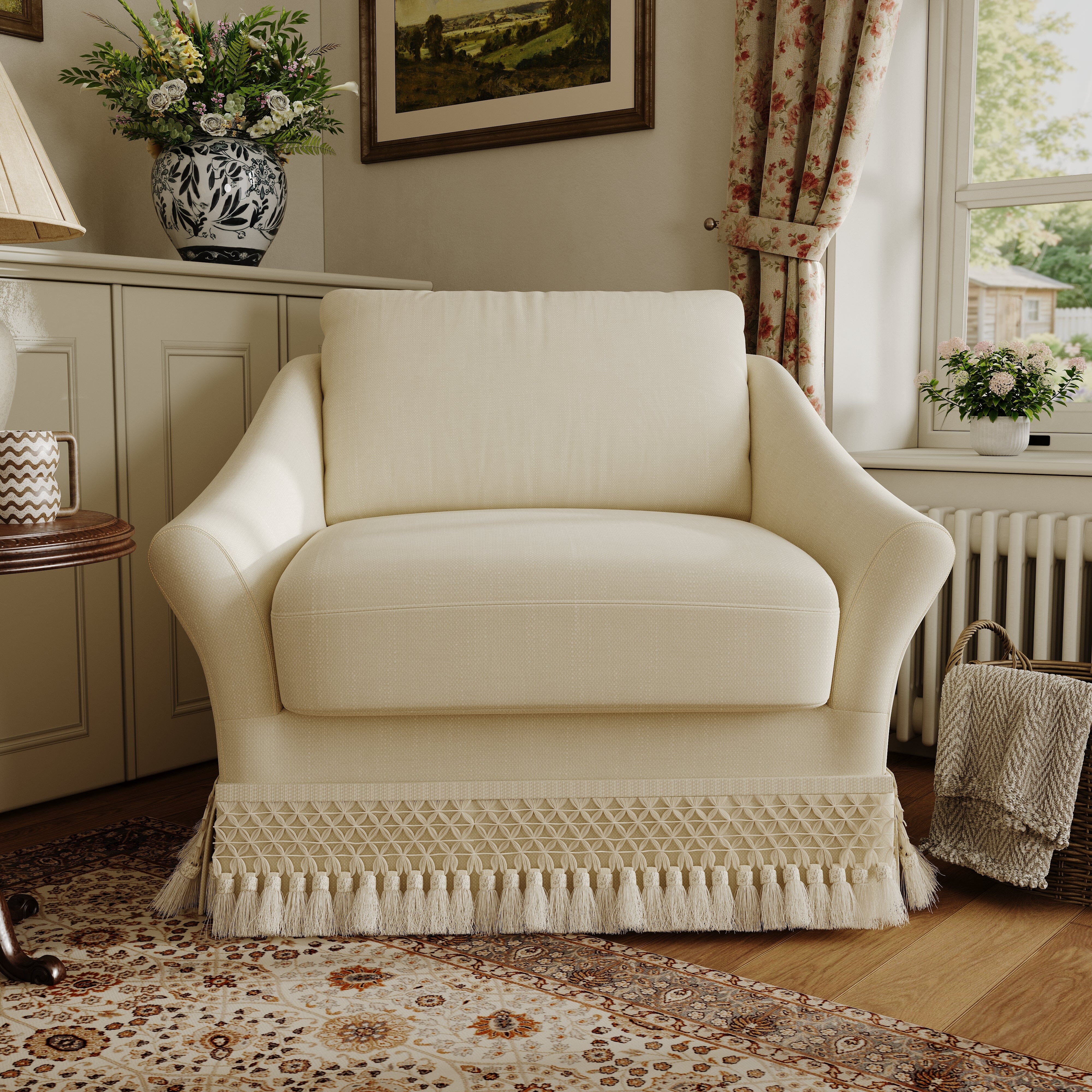 Cottonfy Slipcover Linen Armchair with Fringe Cottonfy UK 