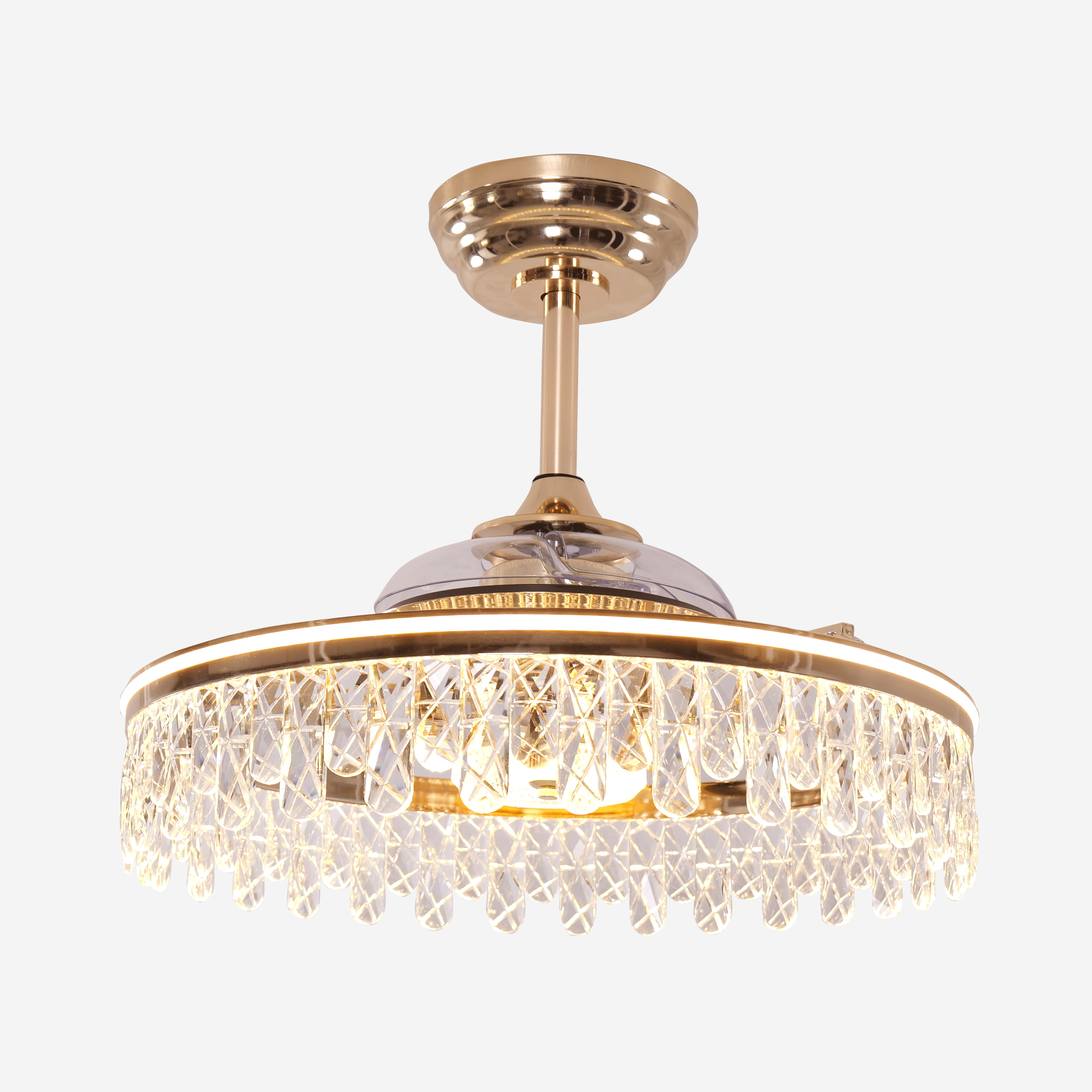 Lightsin 60cm Modern Gold Crystal Ceiling Fan with Light Lightsin UK 