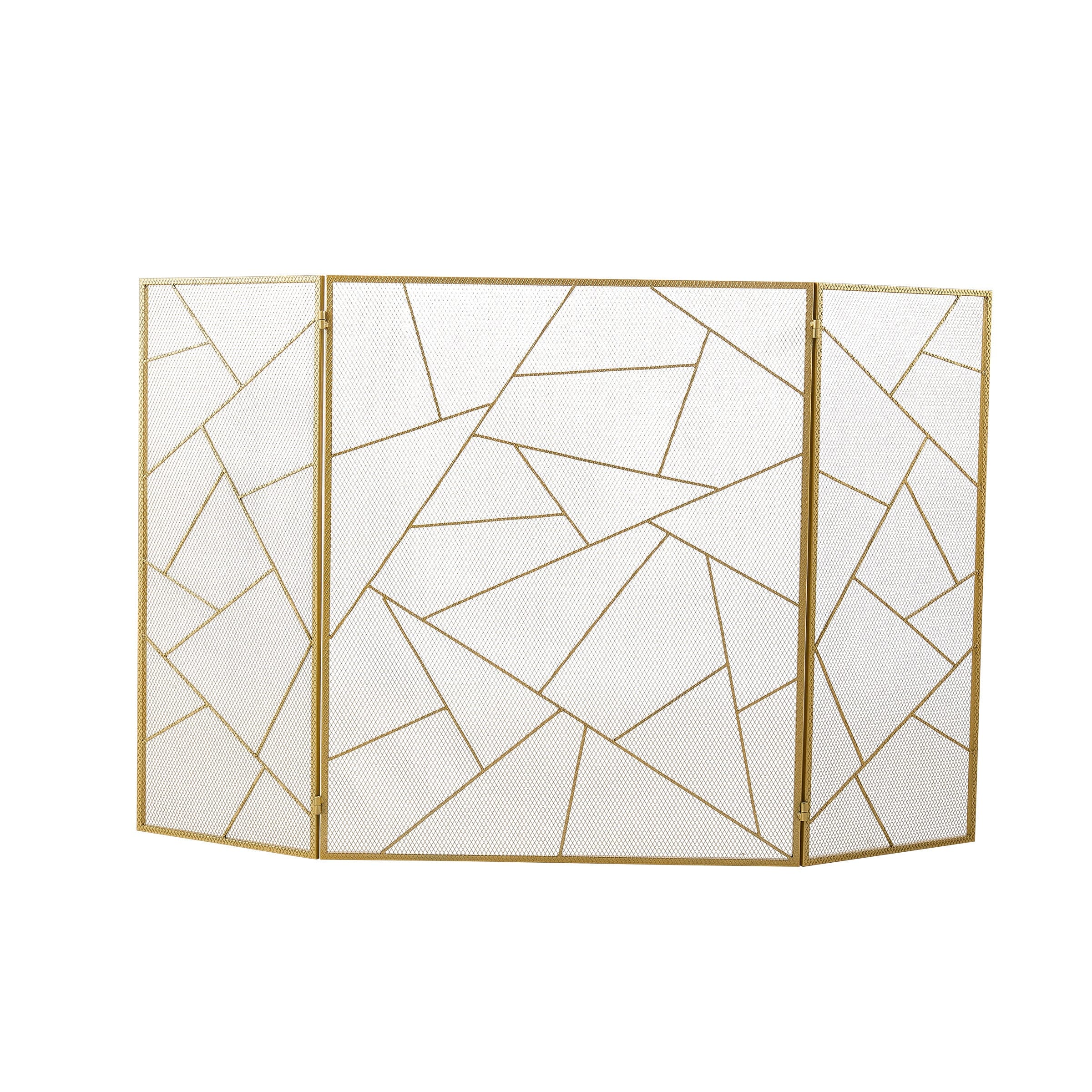 Smallbee Triple-Fold Gold Frame Fireplace Screen – 132x1x80cm, Iron Construction Smallbee UK 