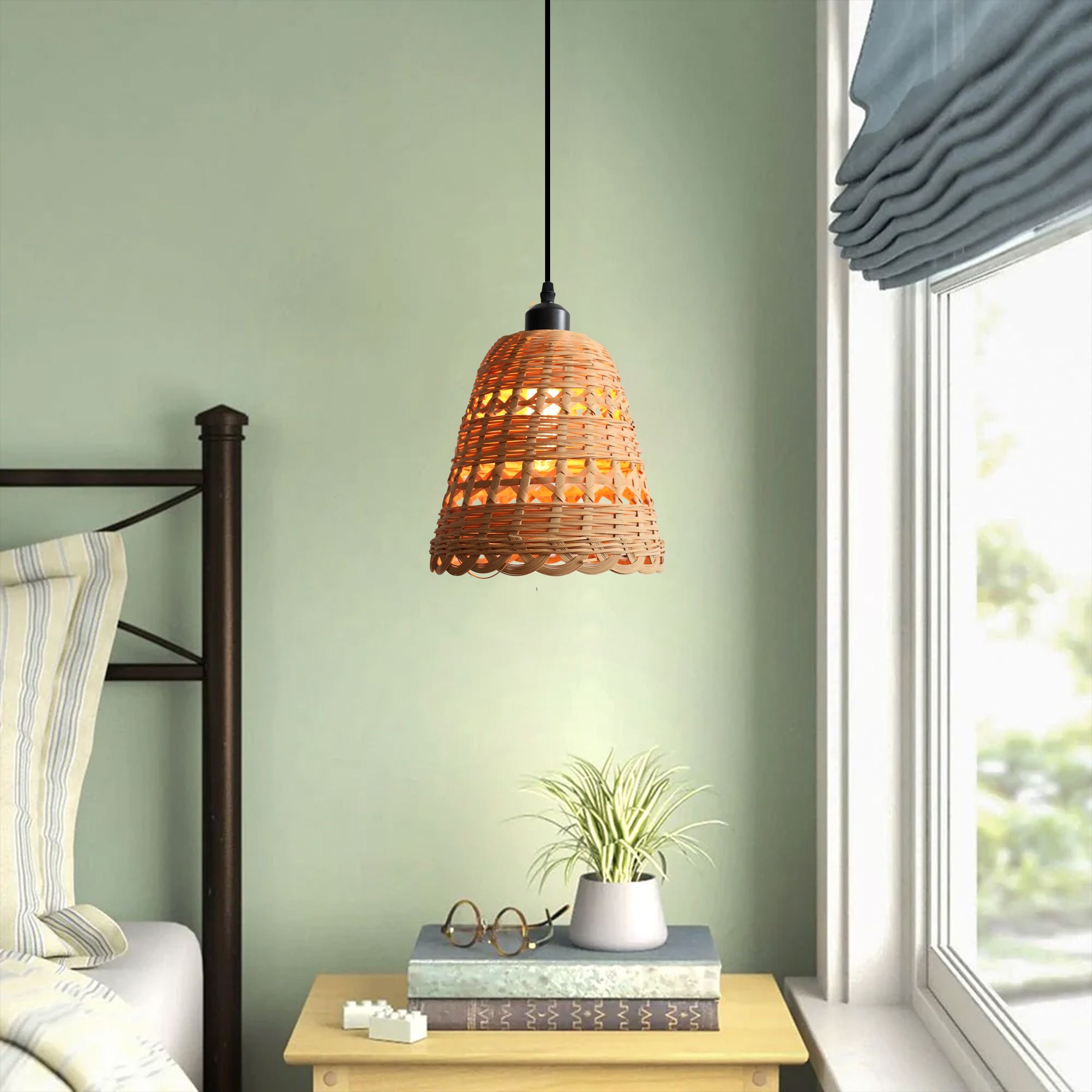 Lightsin Modern Bamboo Handwoven Warm Glow Pendant Light Lightsin UK 