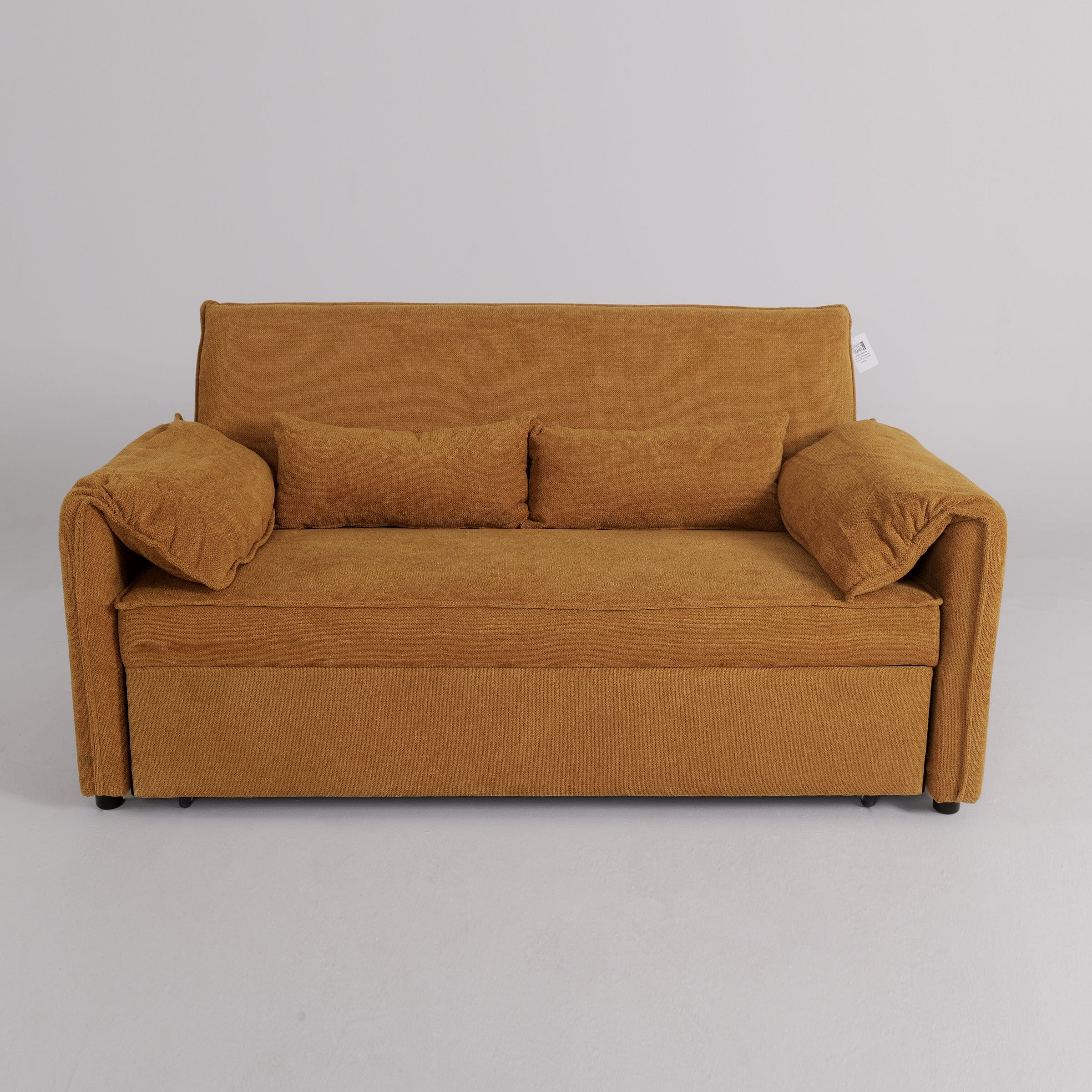 Ginger Yellow Fabric Sofa Bed with Adjustable Backrest and Easy Pull-Out Mechanism Living and Home 