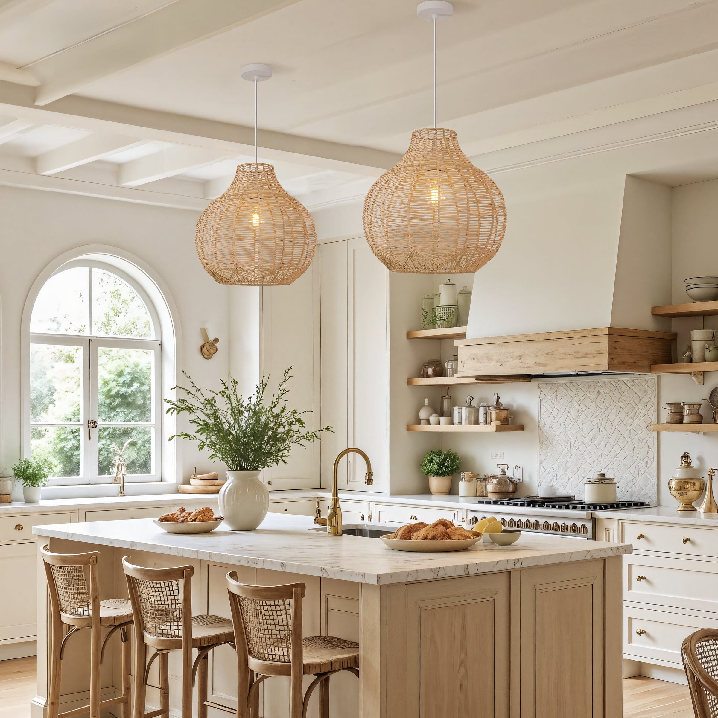 Lightsin Cella-Open-Gourd Japanese Rattan Pendant Light Lightsin UK 
