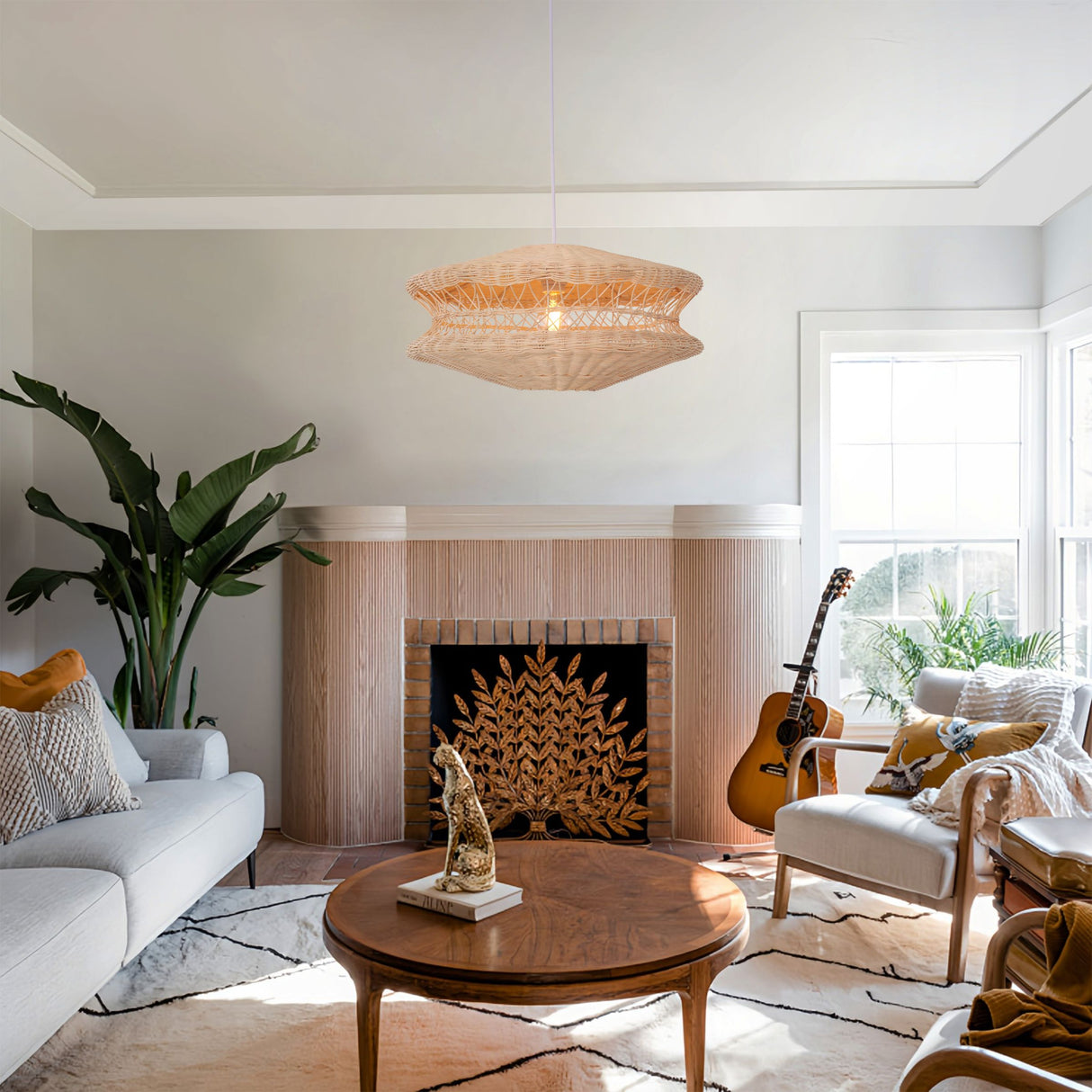 Lightsin Bohemian Wicker Hanging Lamp with Layered Woven Structure Lightsin UK 