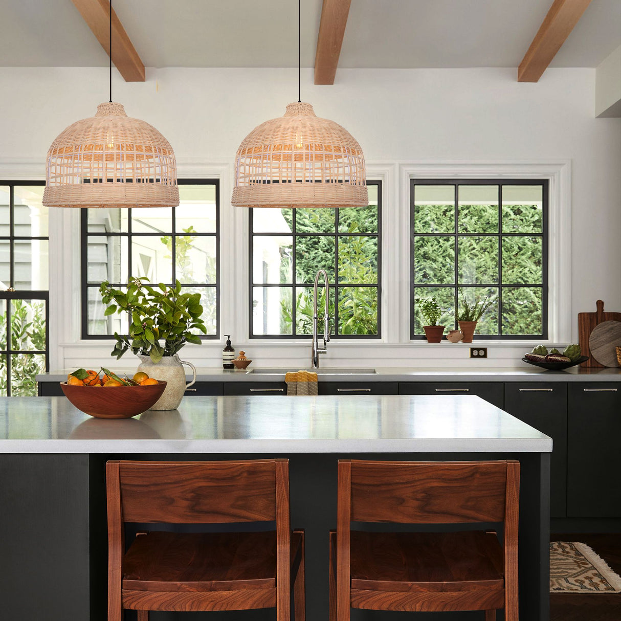 Lightsin Elegant Openwork Rattan Pendant Light with Lattice-Cut Design Lightsin UK In Stock 