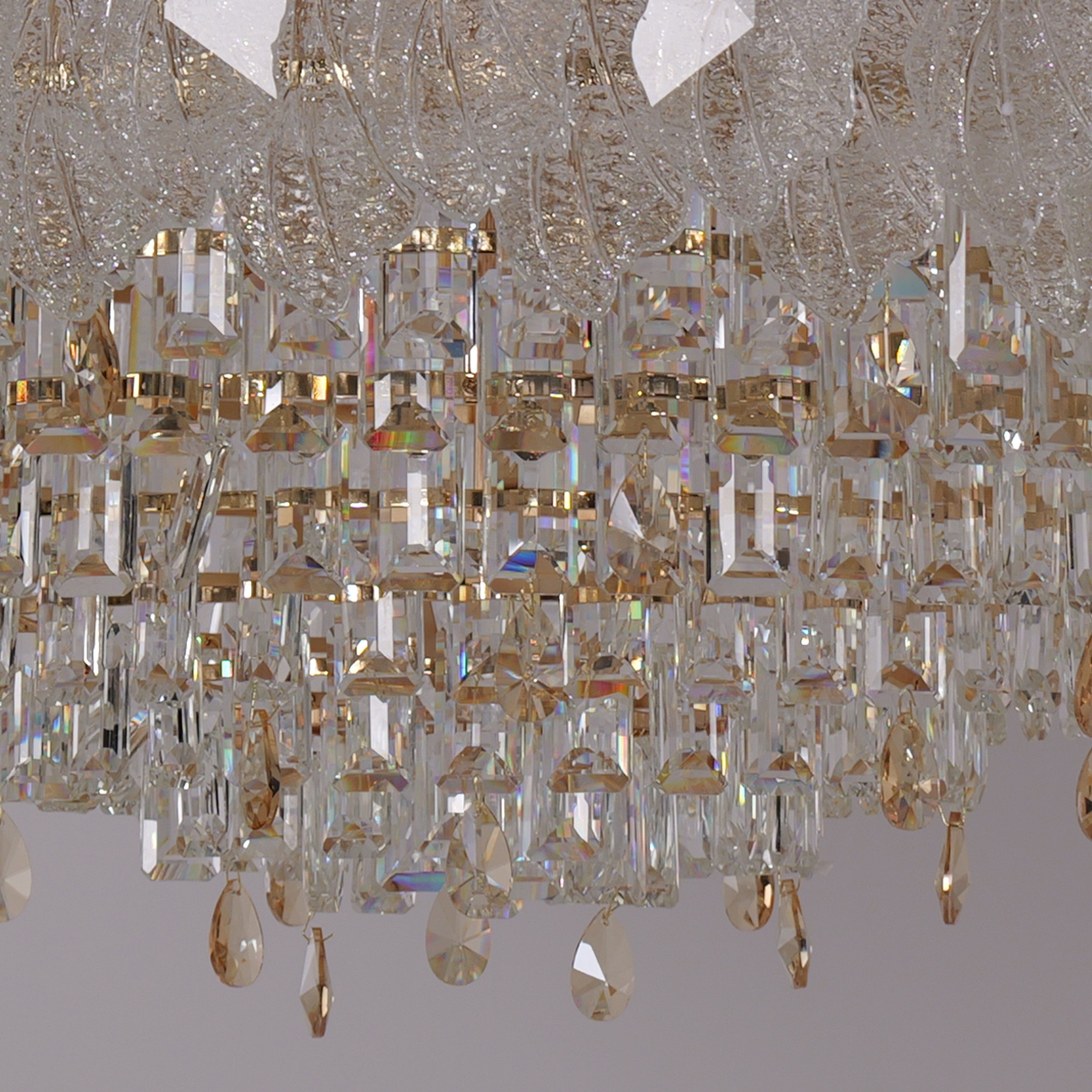 Lightsin Champagne Gold Crystal Leaf Chandelier Lightsin UK 
