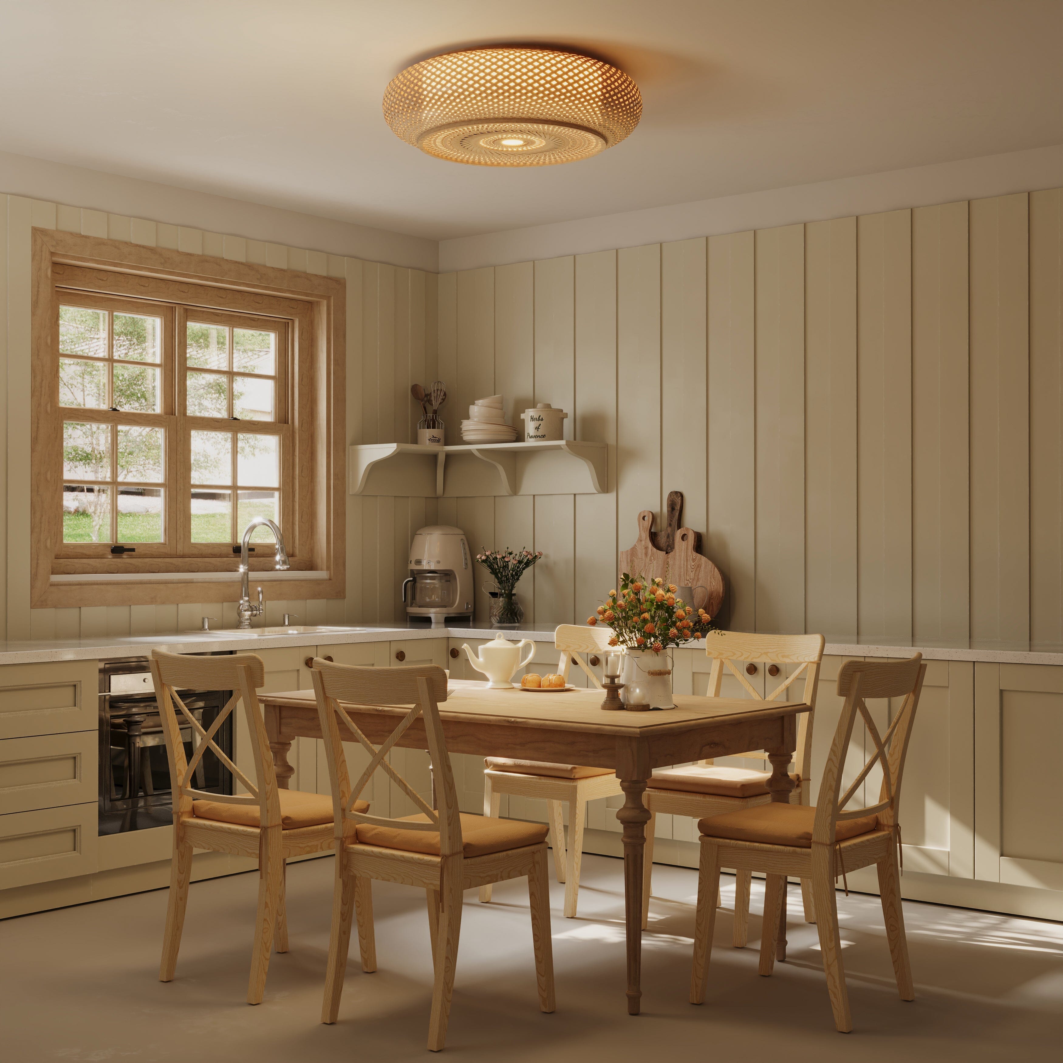 Lightsin Lutta-Handwoven Bamboo Ceiling Light – Zen-Style LED Fixture for Living Room, Bedroom & Dining Room Lightsin UK 