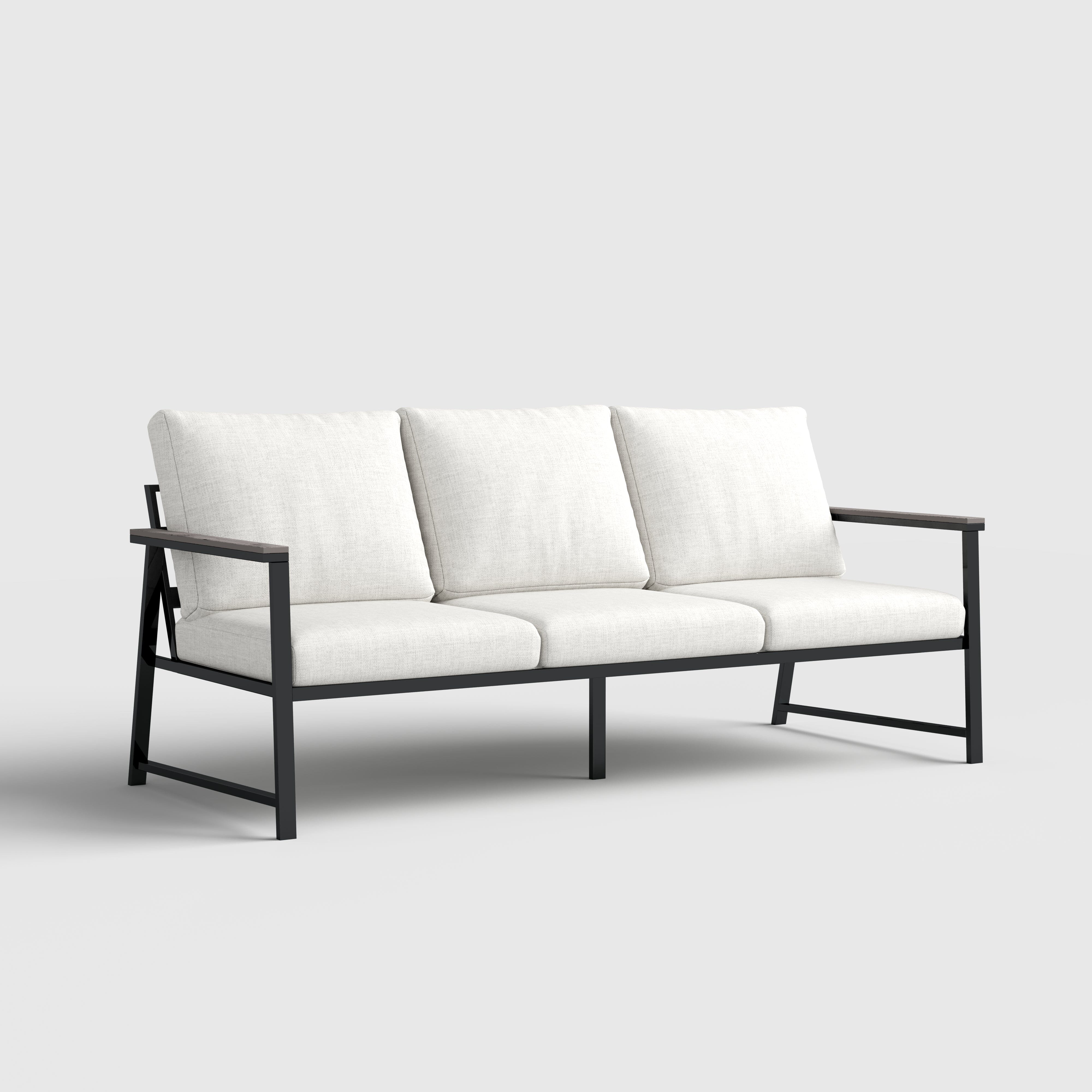 4 Piece Aluminium Outdoor Sofa Set with Glass Table Garden Furniture Living and Home 