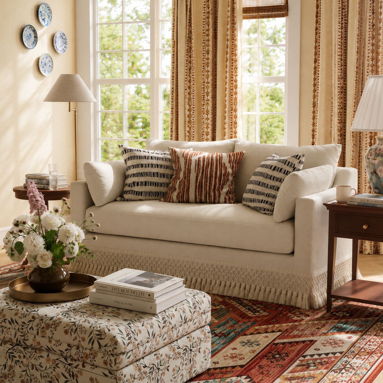 Cottonfy Cotton-Linen Washable Fringe 2 Seater Sofa Cottonfy UK 