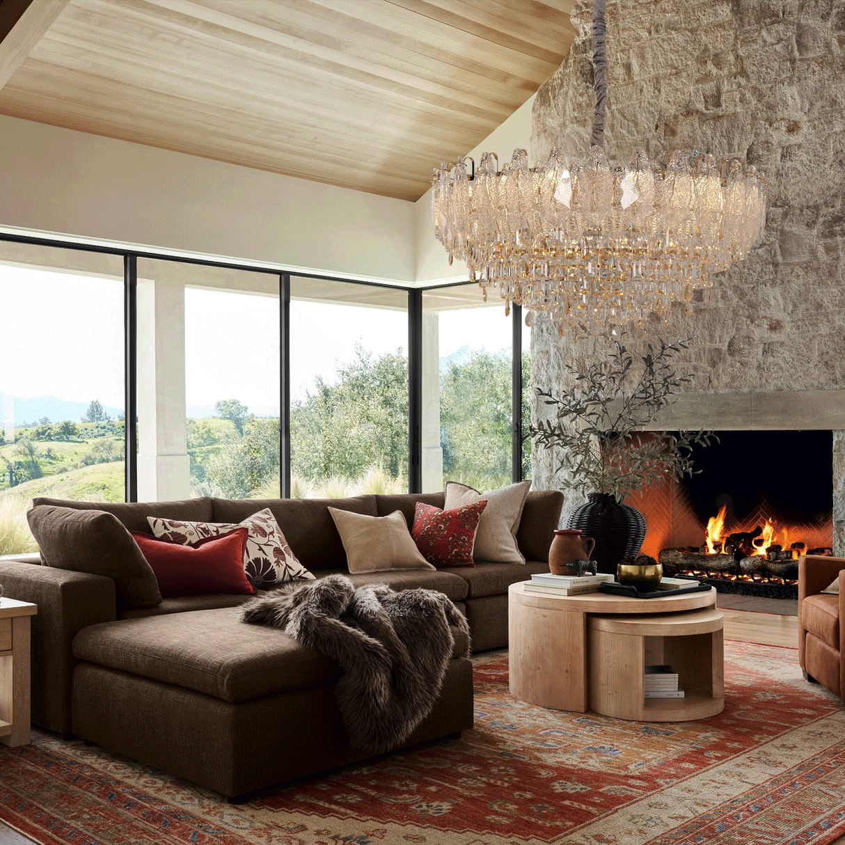 Lightsin Champagne Gold Crystal Leaf Chandelier Lightsin UK 
