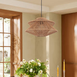 Lightsin Khaki Handwoven Paper Rope Pendant Light with Iron Frame Lightsin UK 