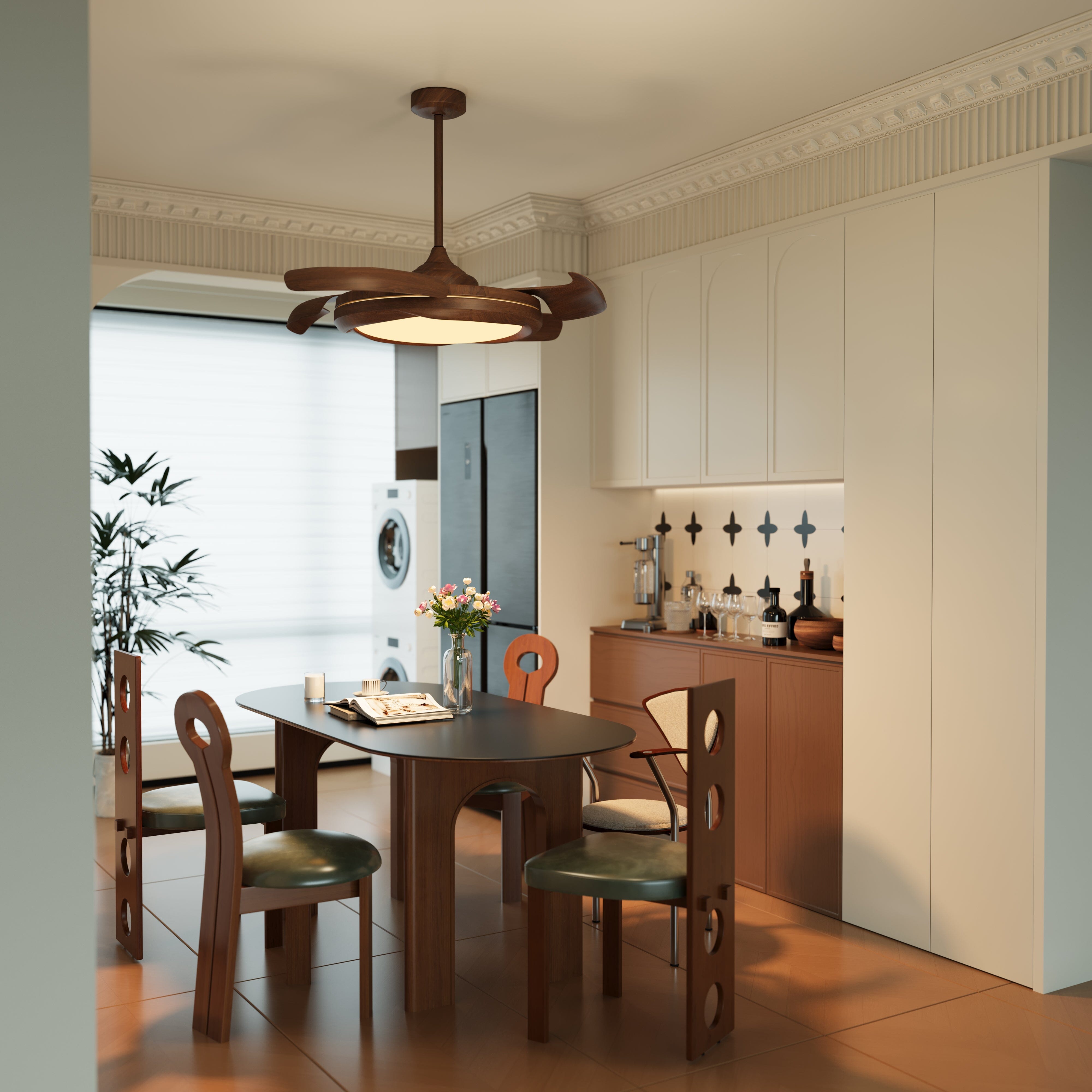 Lightsin Ceiling Fan with Light Copper Halo and Sleek Acrylic Design Lightsin UK 