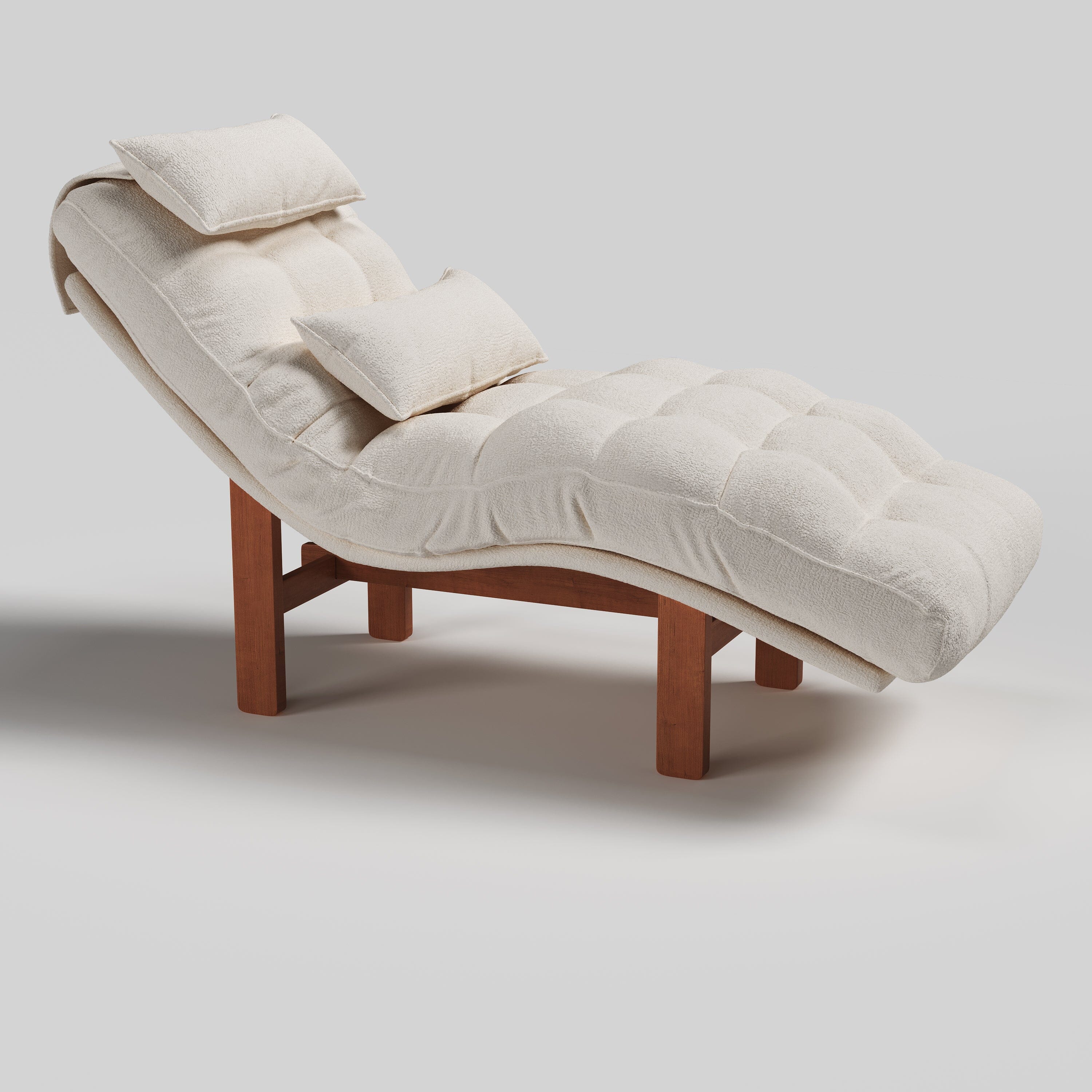 Cottonfy Modern Ergonomic Corduroy Chaise Lounge with Natural Wooden Frame Living and Home 