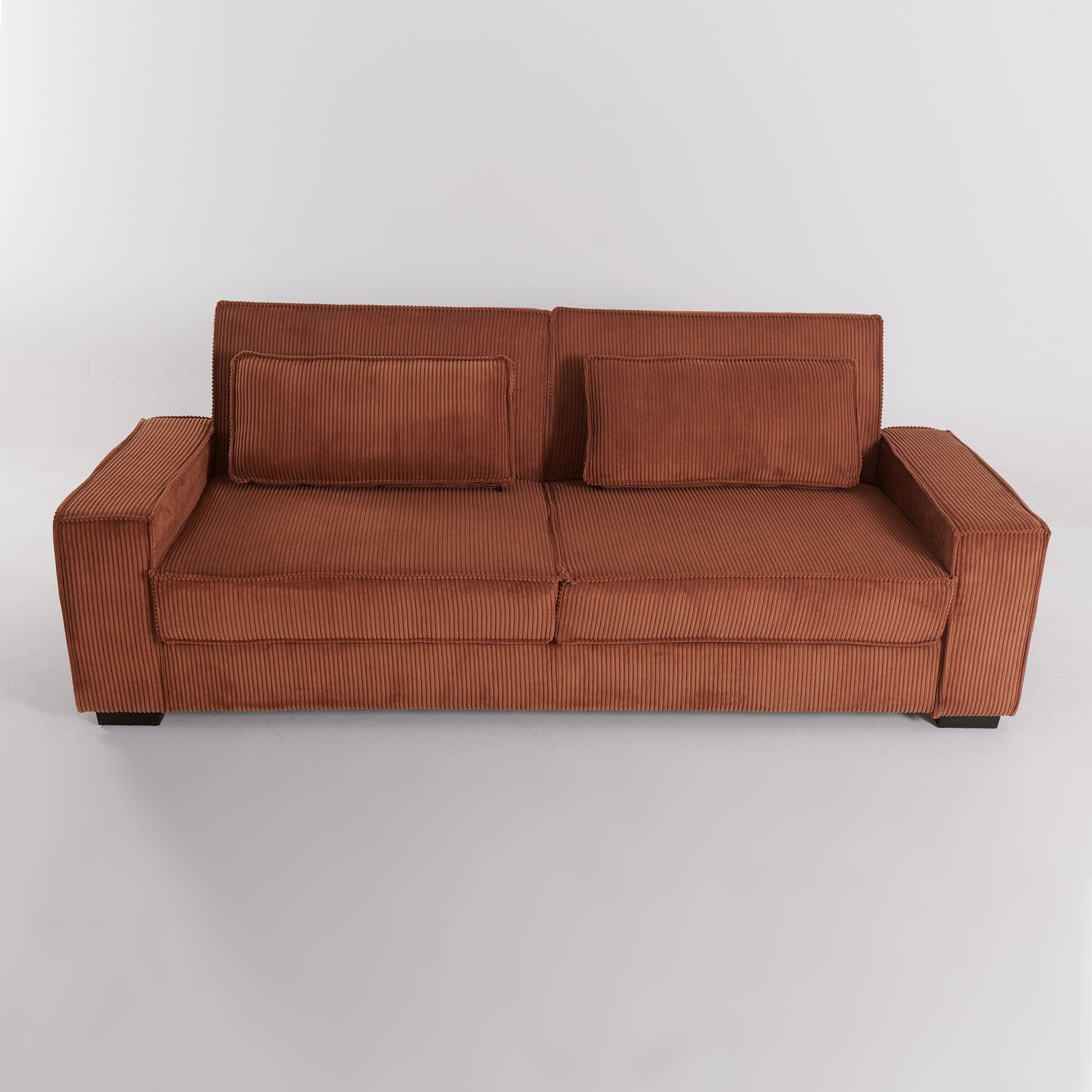 Caramel & Deep Blue Corduroy Sofa Bed with Adjustable Backrest and Spring Coil Support Living and Home Caramel 