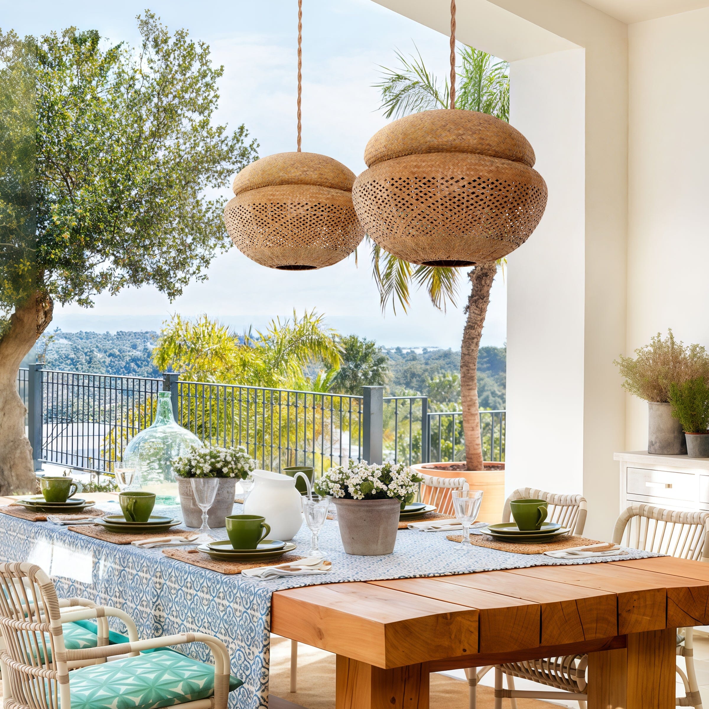 Lightsin Handwoven Natural Bulrush Pendant Ceiling Light with Pot Lid-Inspired Design Lightsin UK 50cm Dia In Stock 