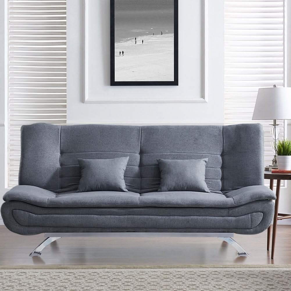 3 Seater Linen Convertible Sofa Bed 2 Pillows